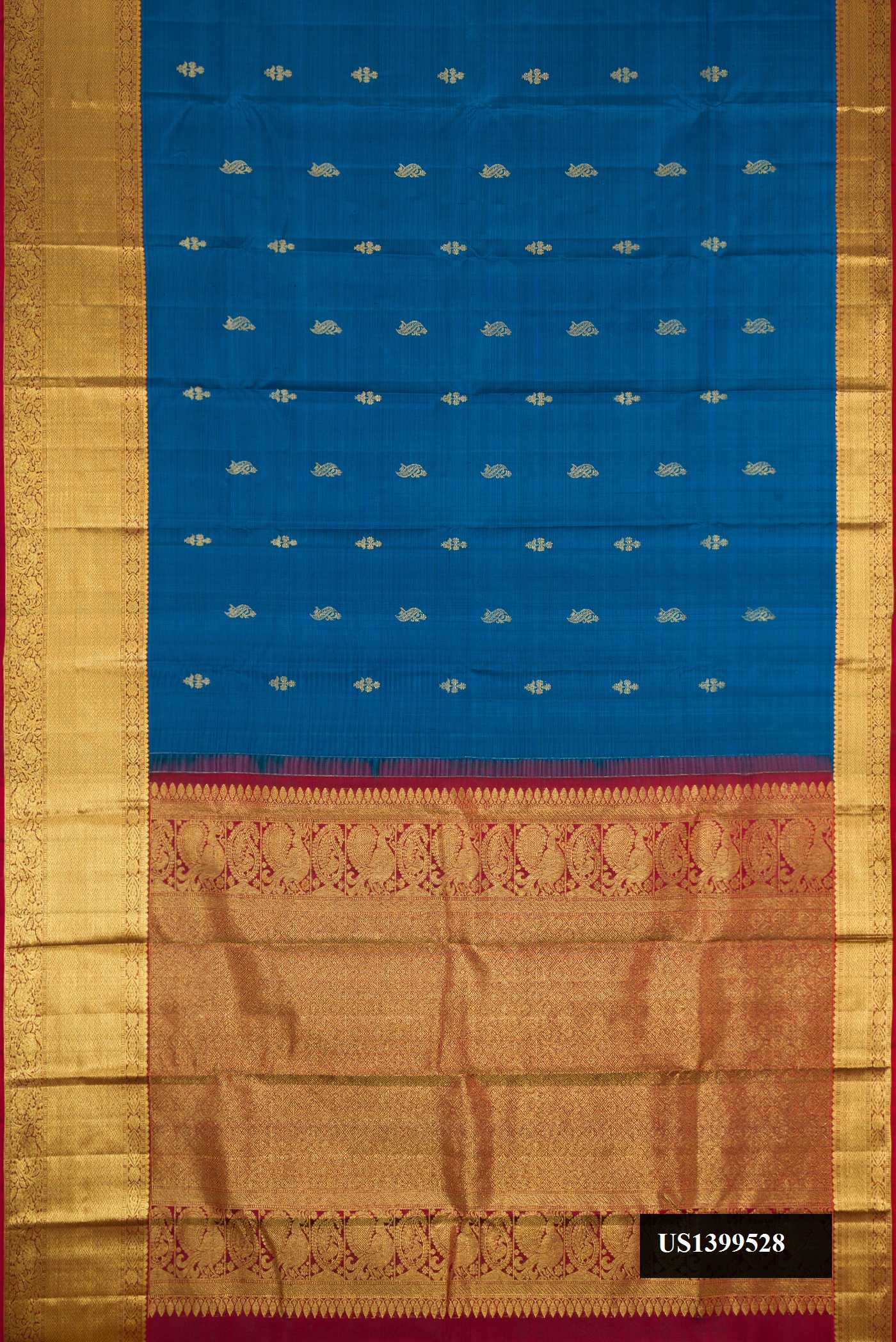 Peacock Blue Dual Tone Kanchipuram Silk Saree