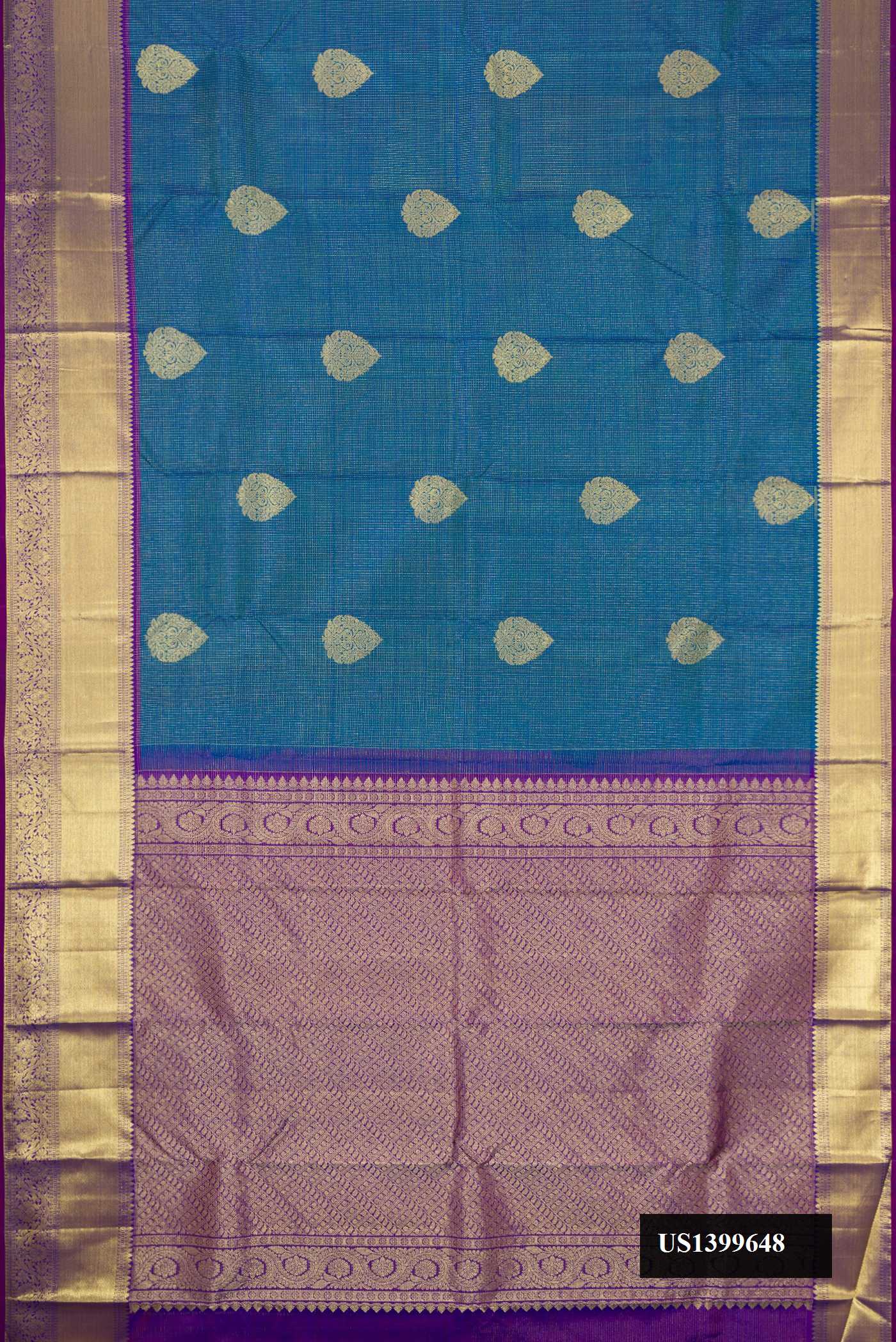 Peacock Blue Dual Tone Kanchipuram Silk Saree