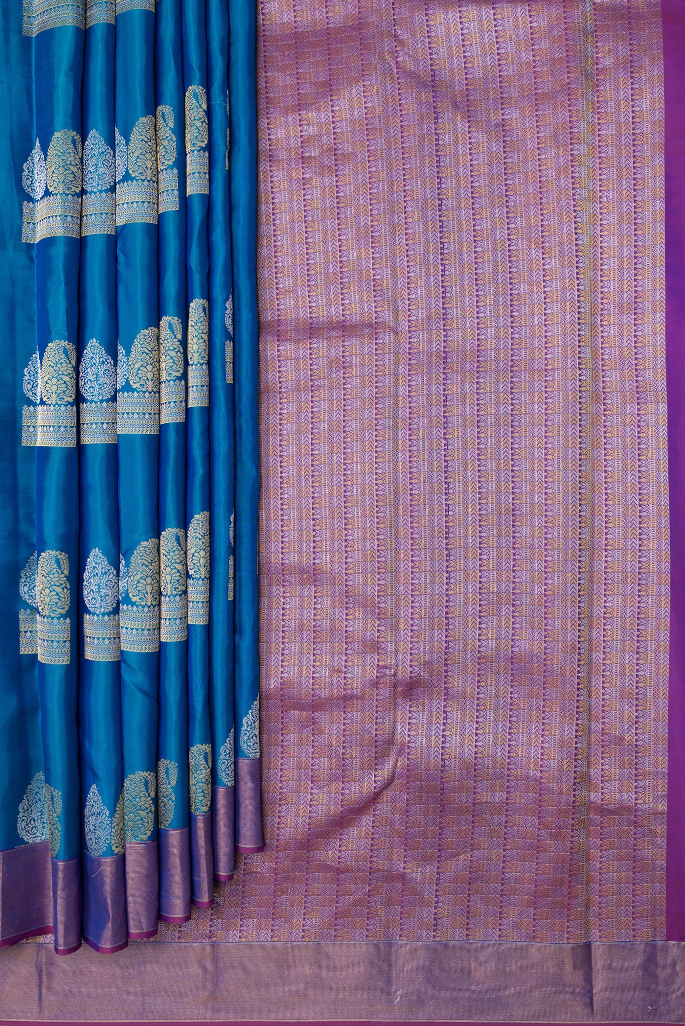 Blue Kanchipuram Silk Saree - Image 4