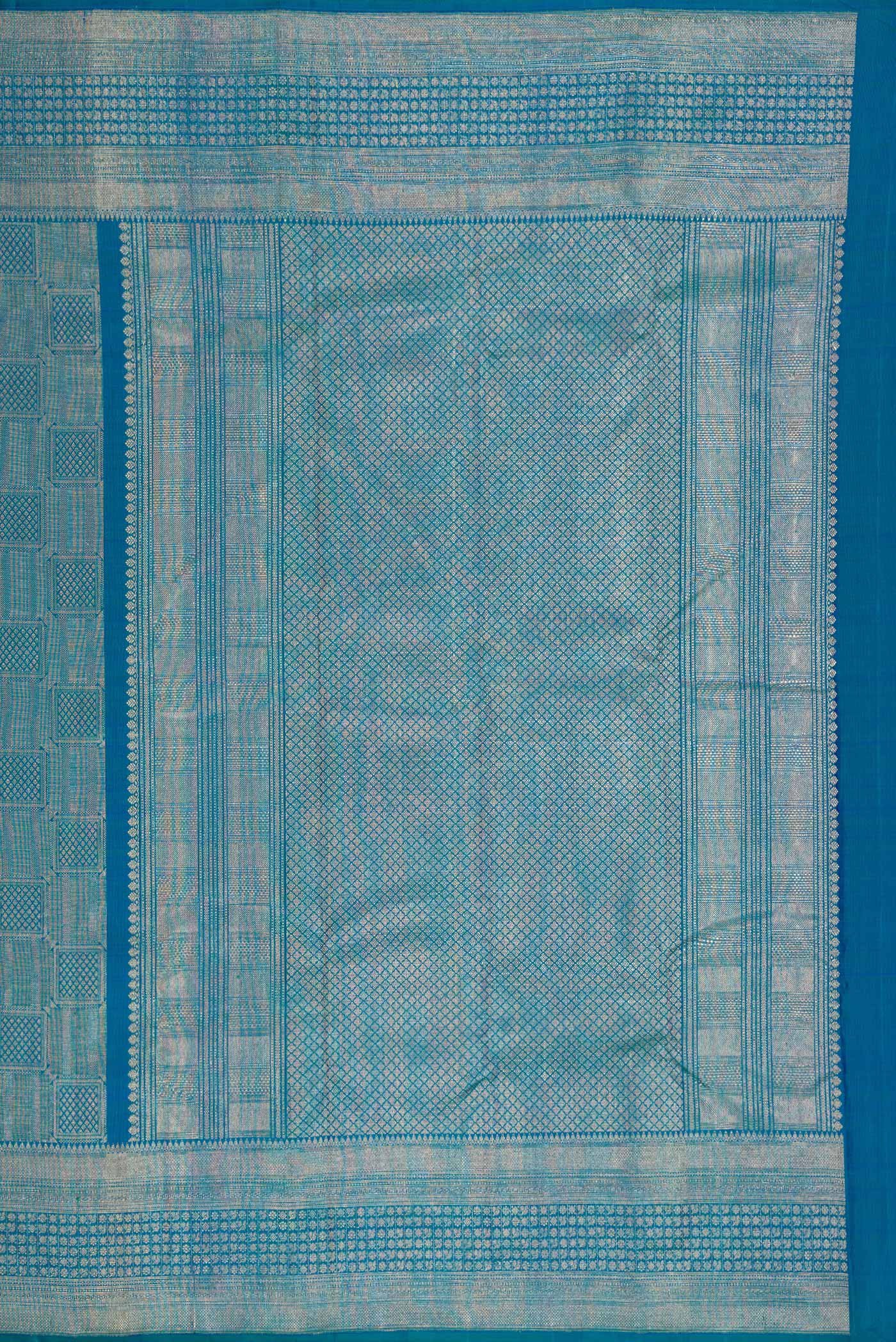 Peacock Blue Dual Tone Kanchipuram Silk Saree - Image 7