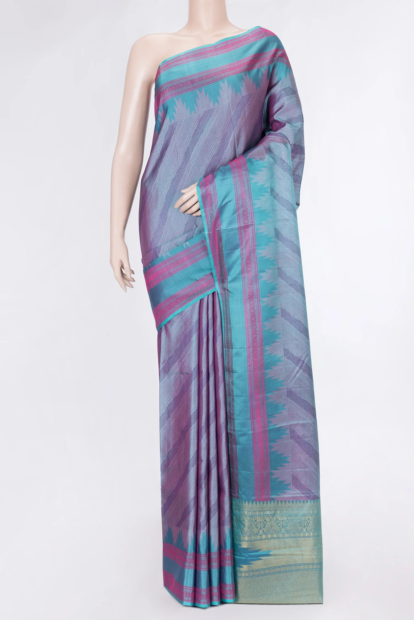Lavender with Blue Color Kanchipuram Silk Saree