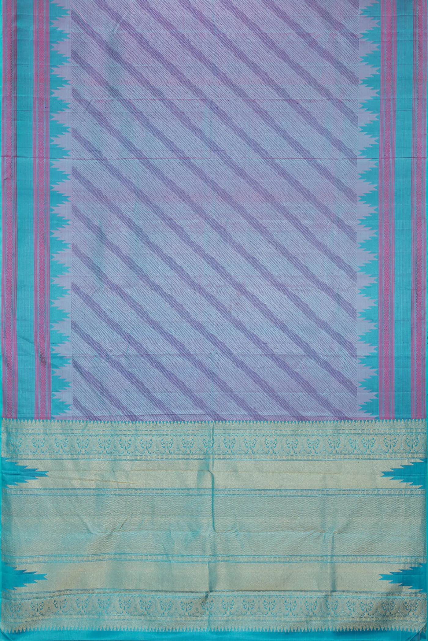 Lavender with Blue Color Kanchipuram Silk Saree - Image 6