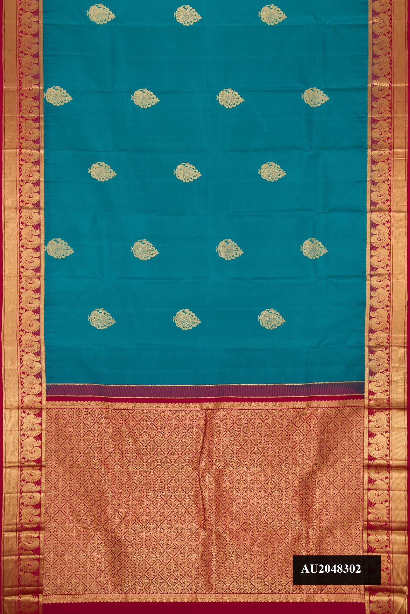 Peacock Blue Dual Tone Kanchipuram Silk Saree