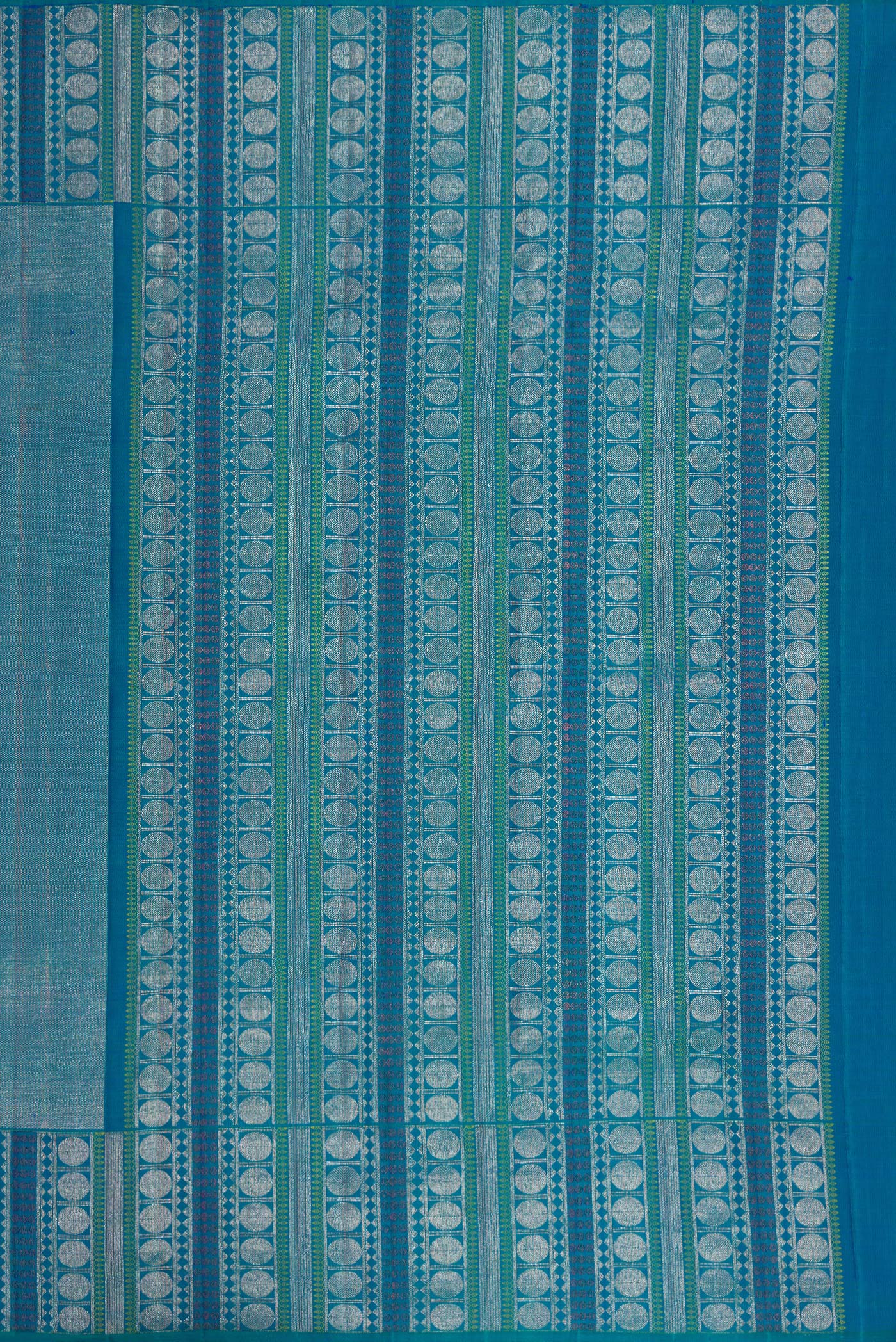 Peacock Blue Dual Tone Kanchipuram Silk Saree - Image 7
