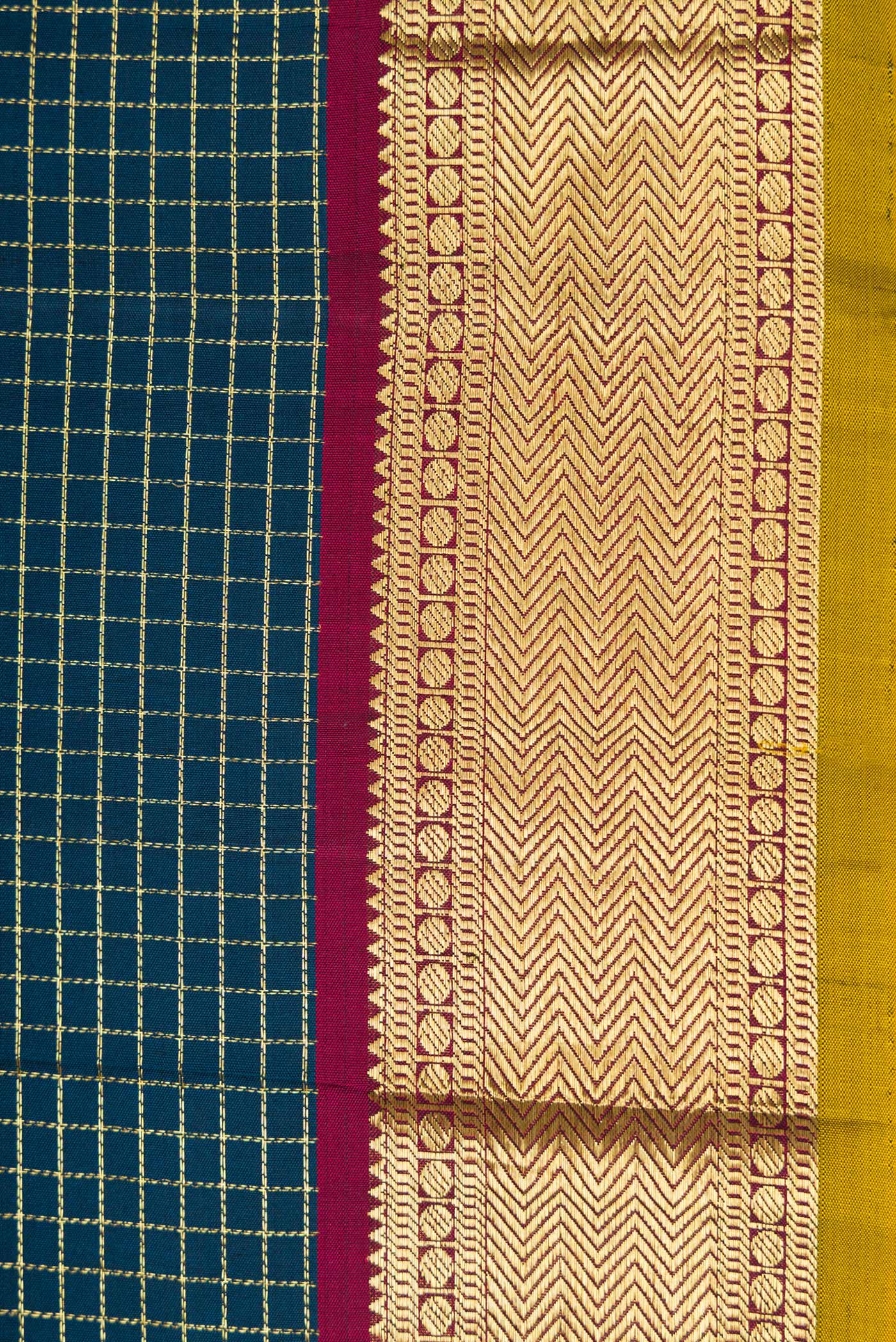 Teal Kanchipuram Silk Saree - Image 3