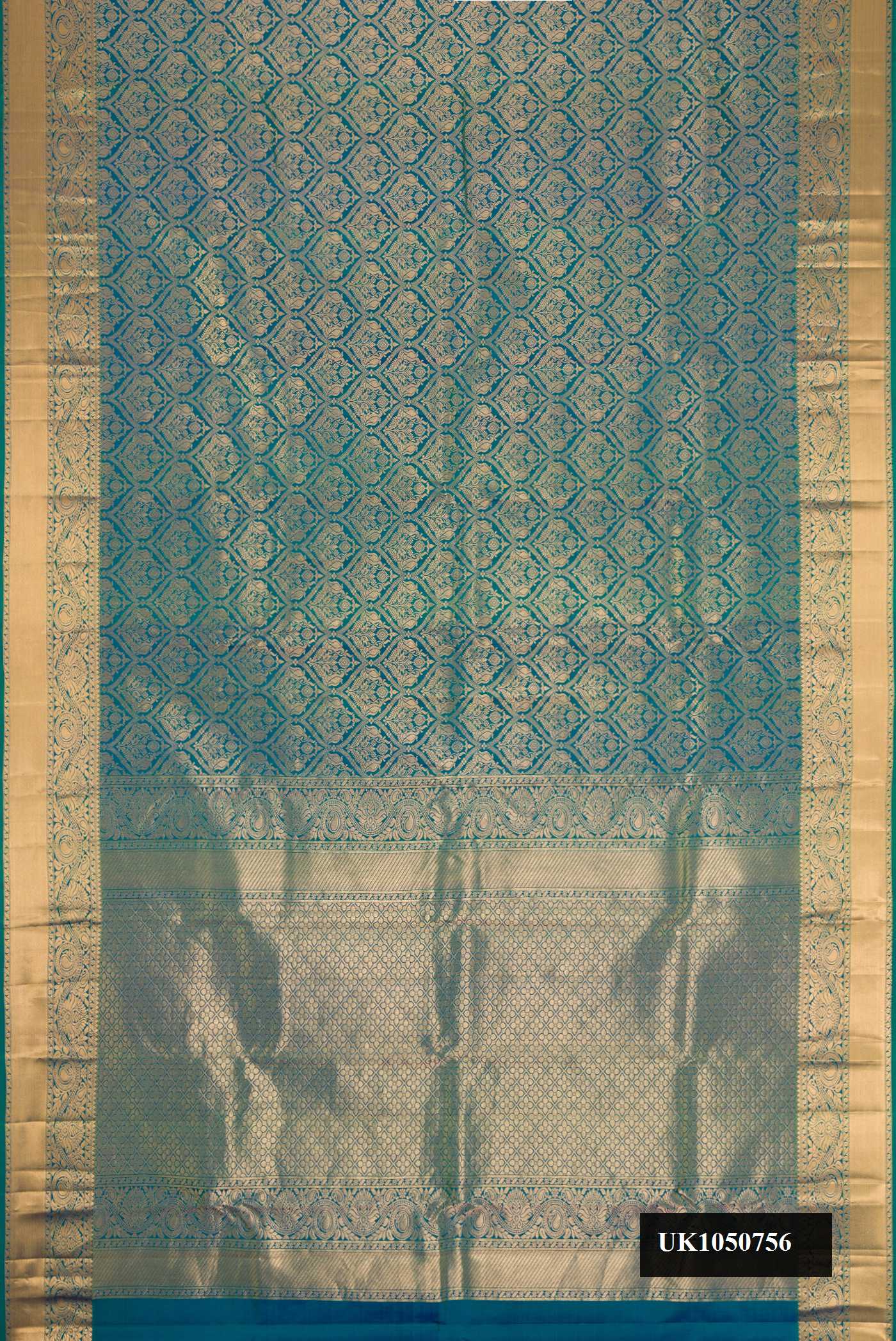 Peacock Blue Dual Tone Kanchipuram Silk Saree