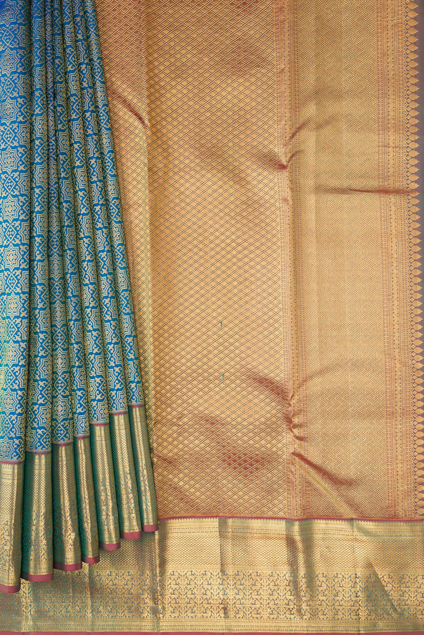 Blue Kanchipuram Silk Saree - Image 4