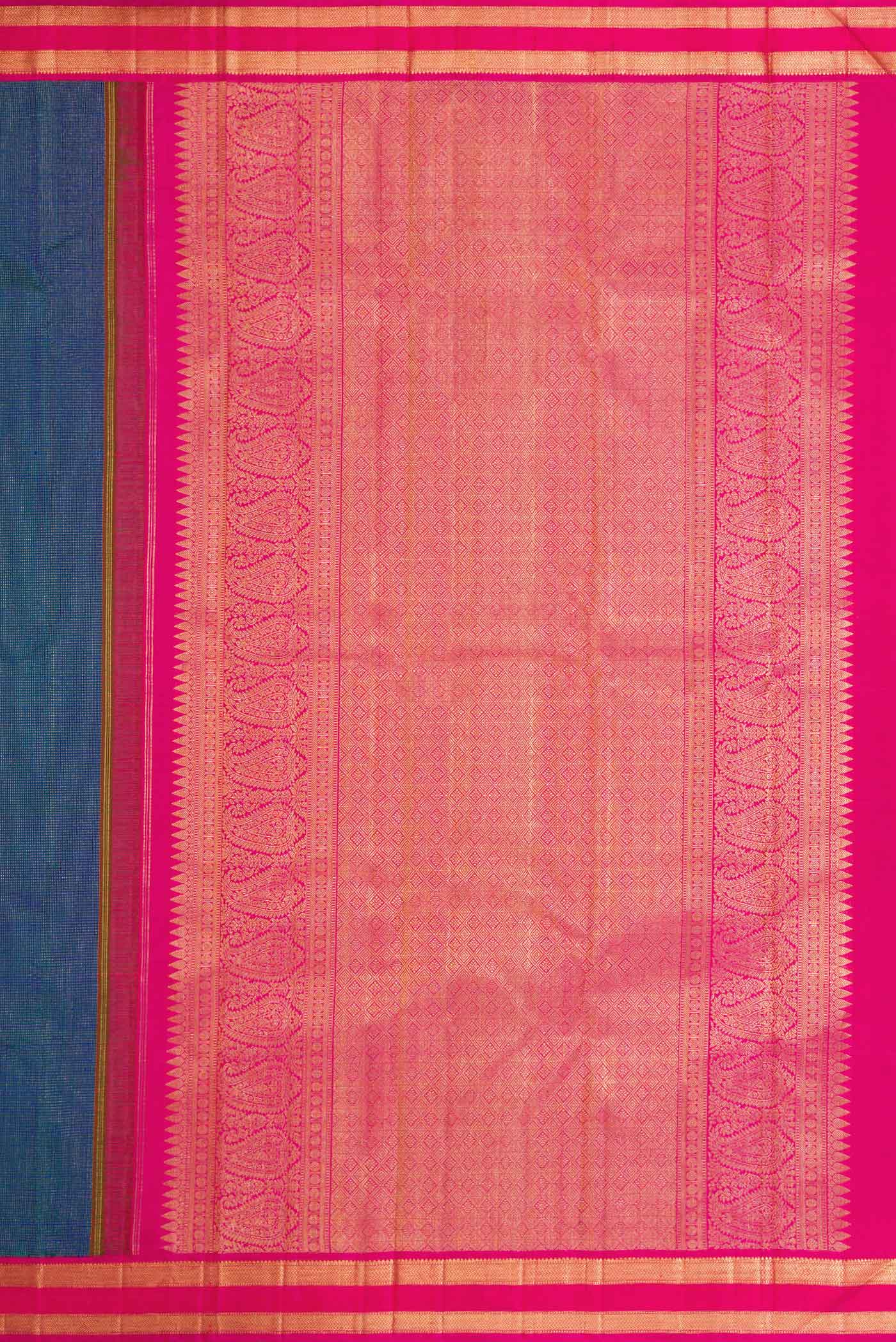Peacock Blue Dual Tone Kanjivaram Silk Saree - Image 7