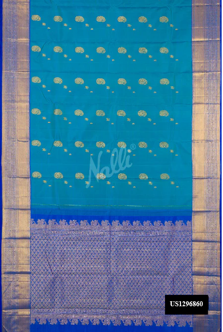 Peacock Blue Dual Tone Kanchipuram Silk Saree