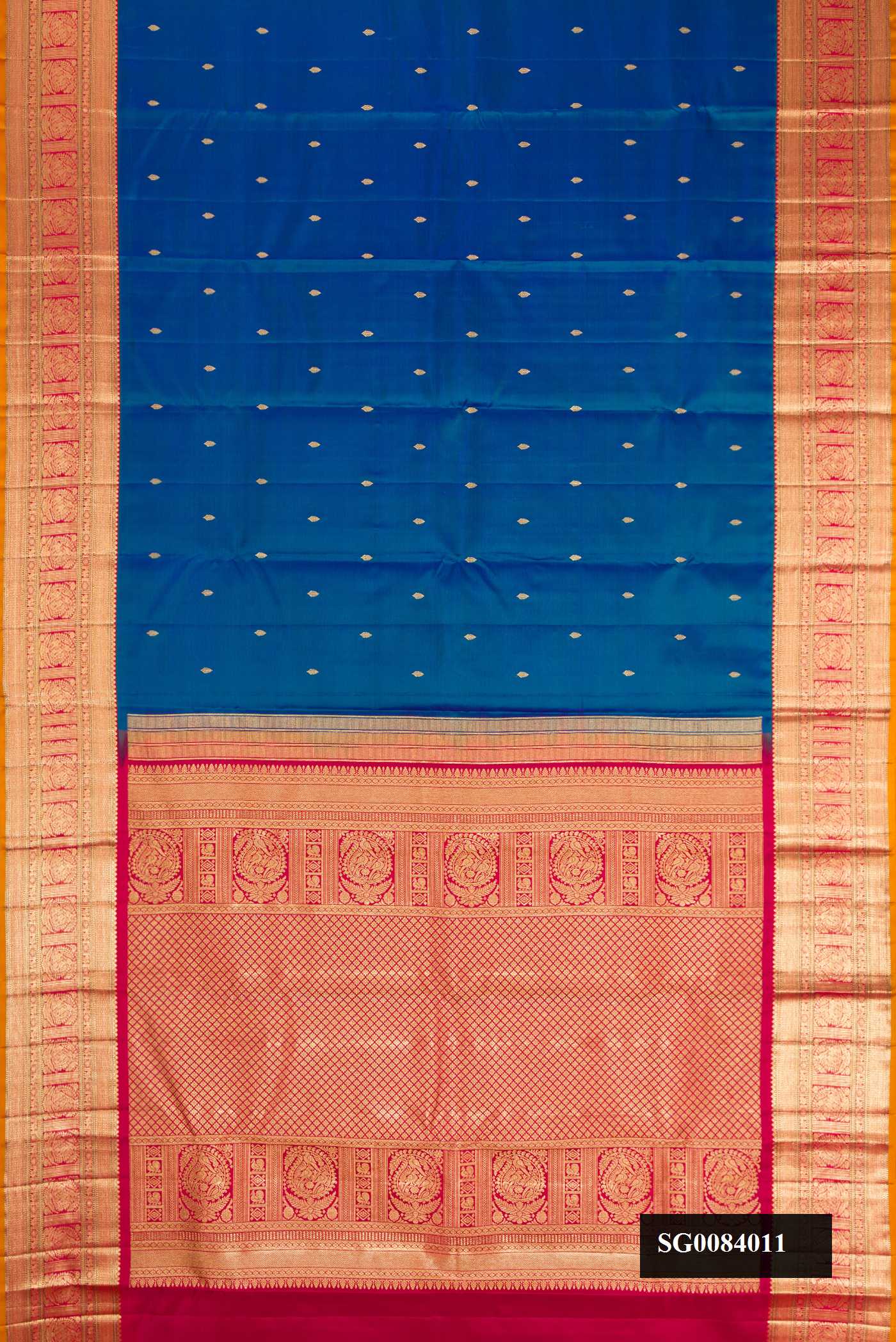 Peacock Blue Dual Tone Kanchipuram Silk Saree