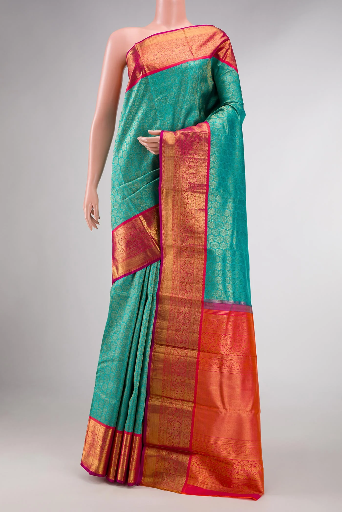 Peacock Blue Dual Tone Kanchipuram Silk Saree
