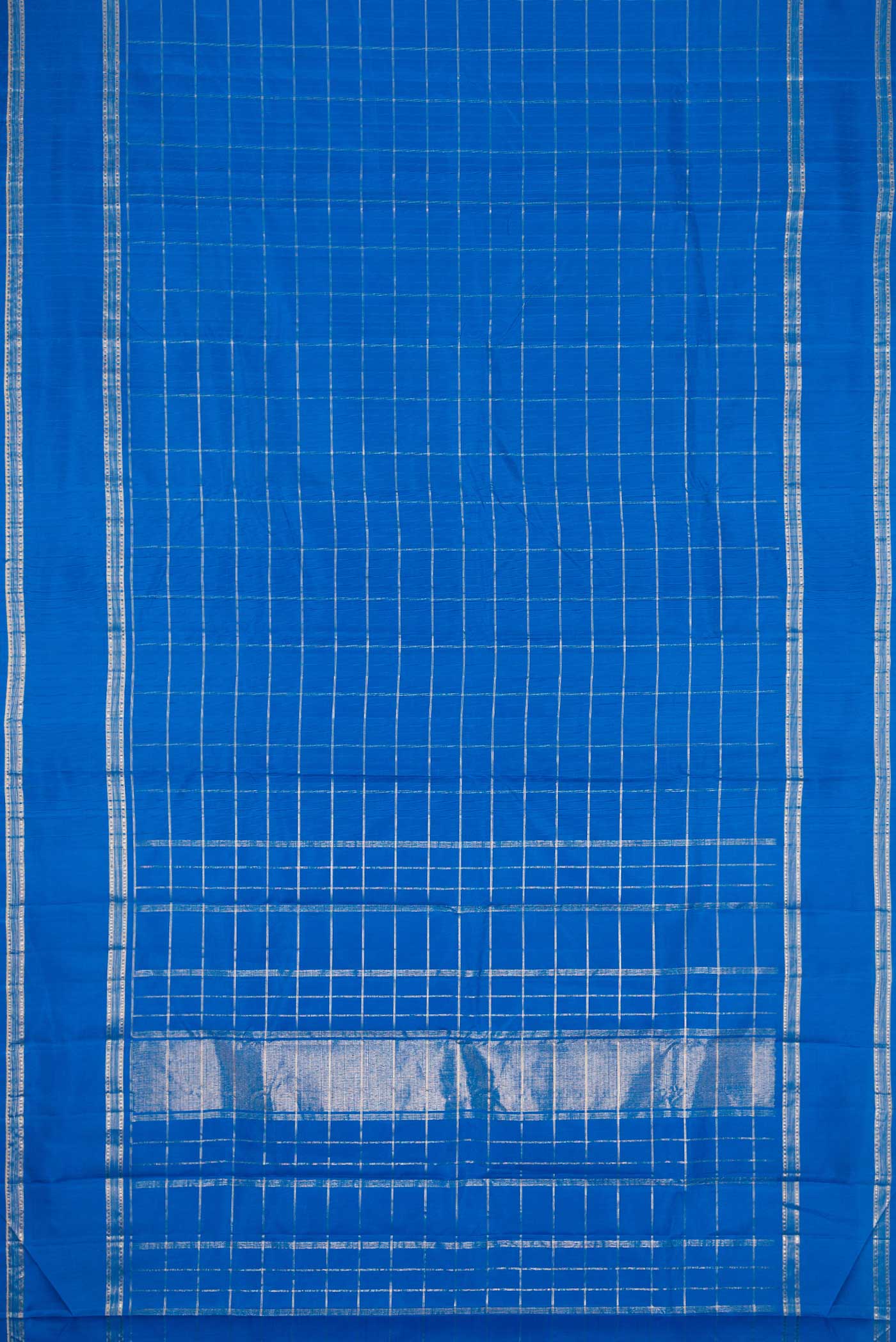 Peacock Blue Dual Tone Kanchipuram Silk Saree - Image 6