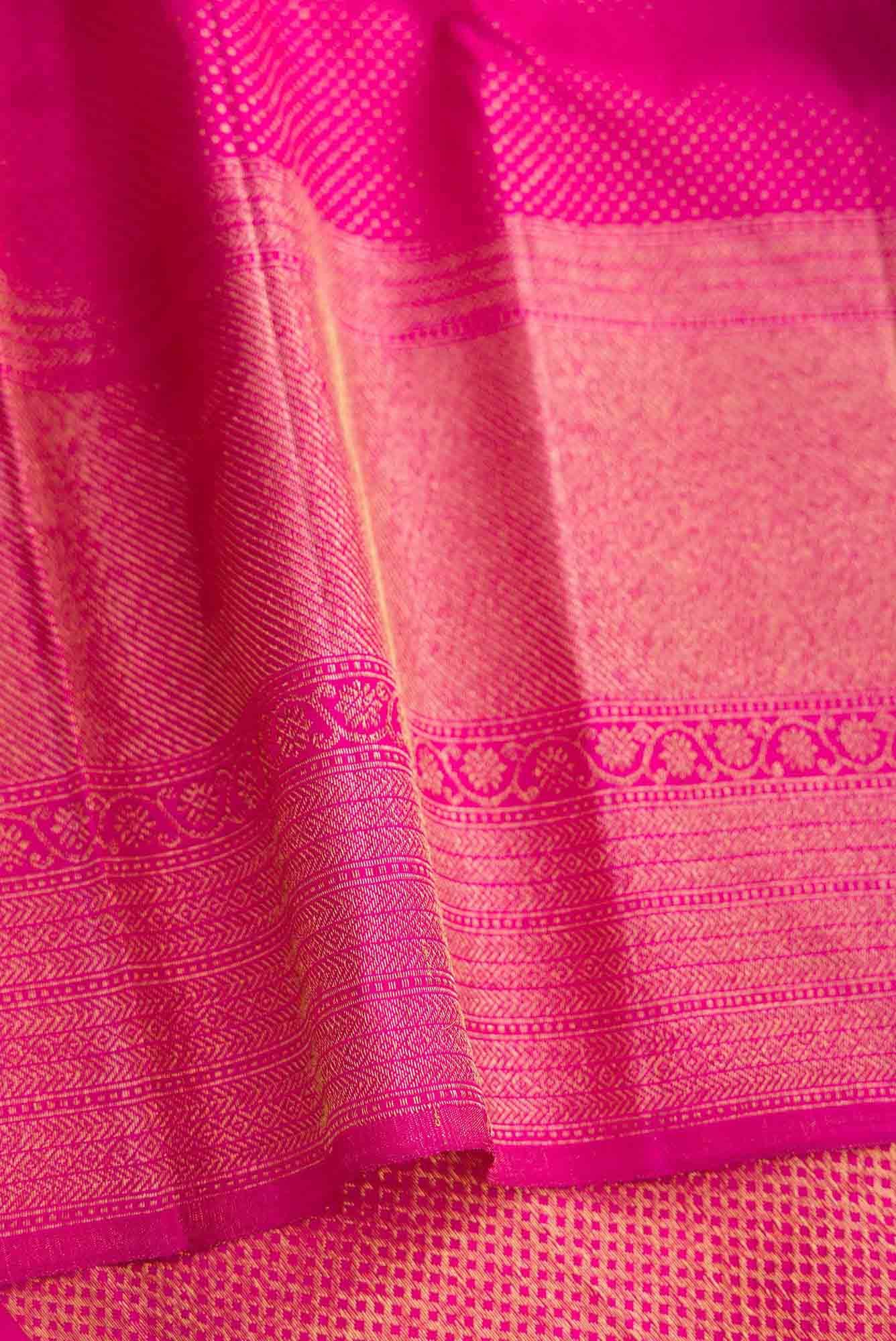 Pure Silk Pure Zari Peacock Blue Dual Tone Kanjivaram Saree - Image 6
