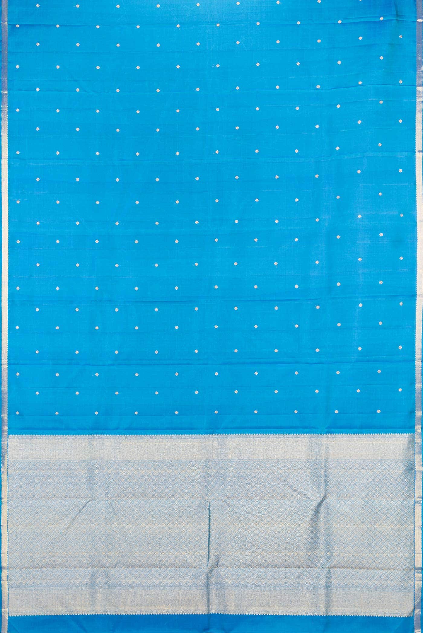 Pure Silk Pure Zari Peacock Blue Dual Tone Kanchipuram Saree - Image 4