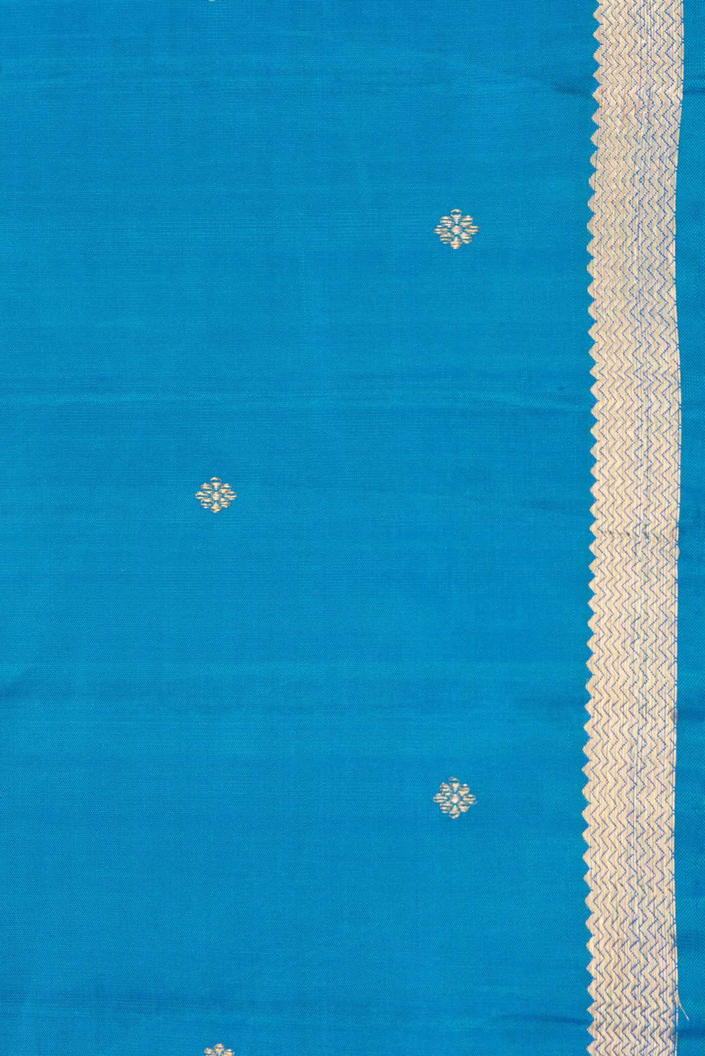 Pure Silk Pure Zari Peacock Blue Dual Tone Kanchipuram Saree - Image 6