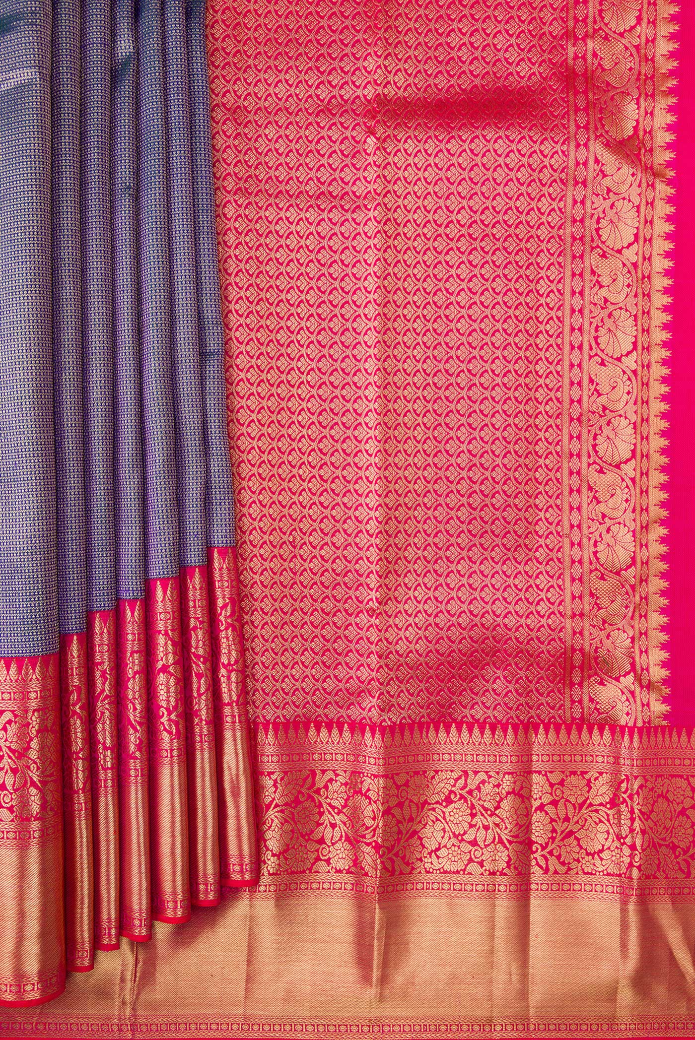 Blue Dual Tone Kanjivaram Silk Saree - Image 4
