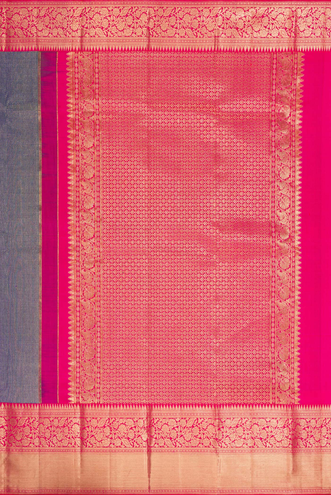 Blue Dual Tone Kanjivaram Silk Saree - Image 7