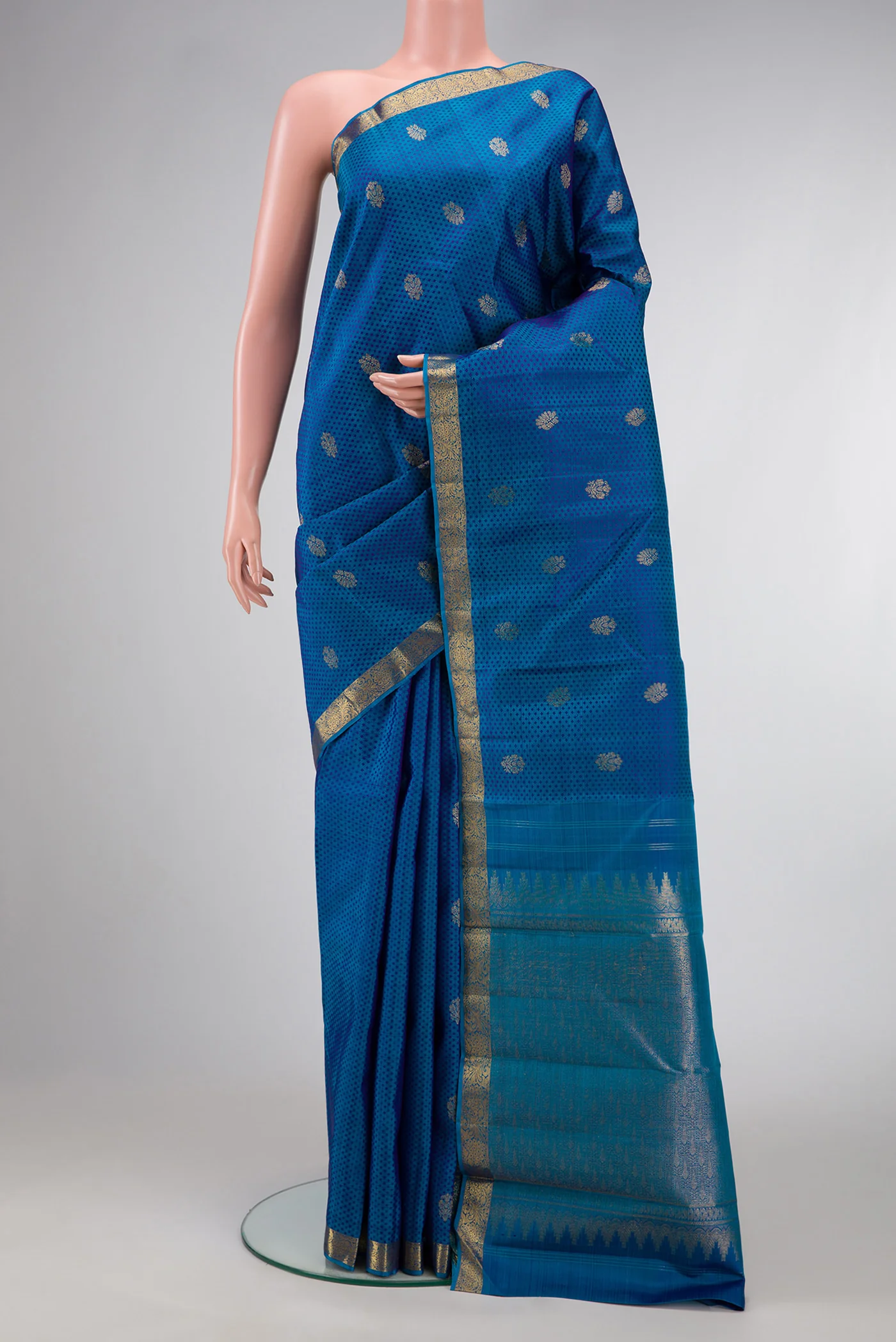 Peacock Blue Kanjivaram Silk Saree