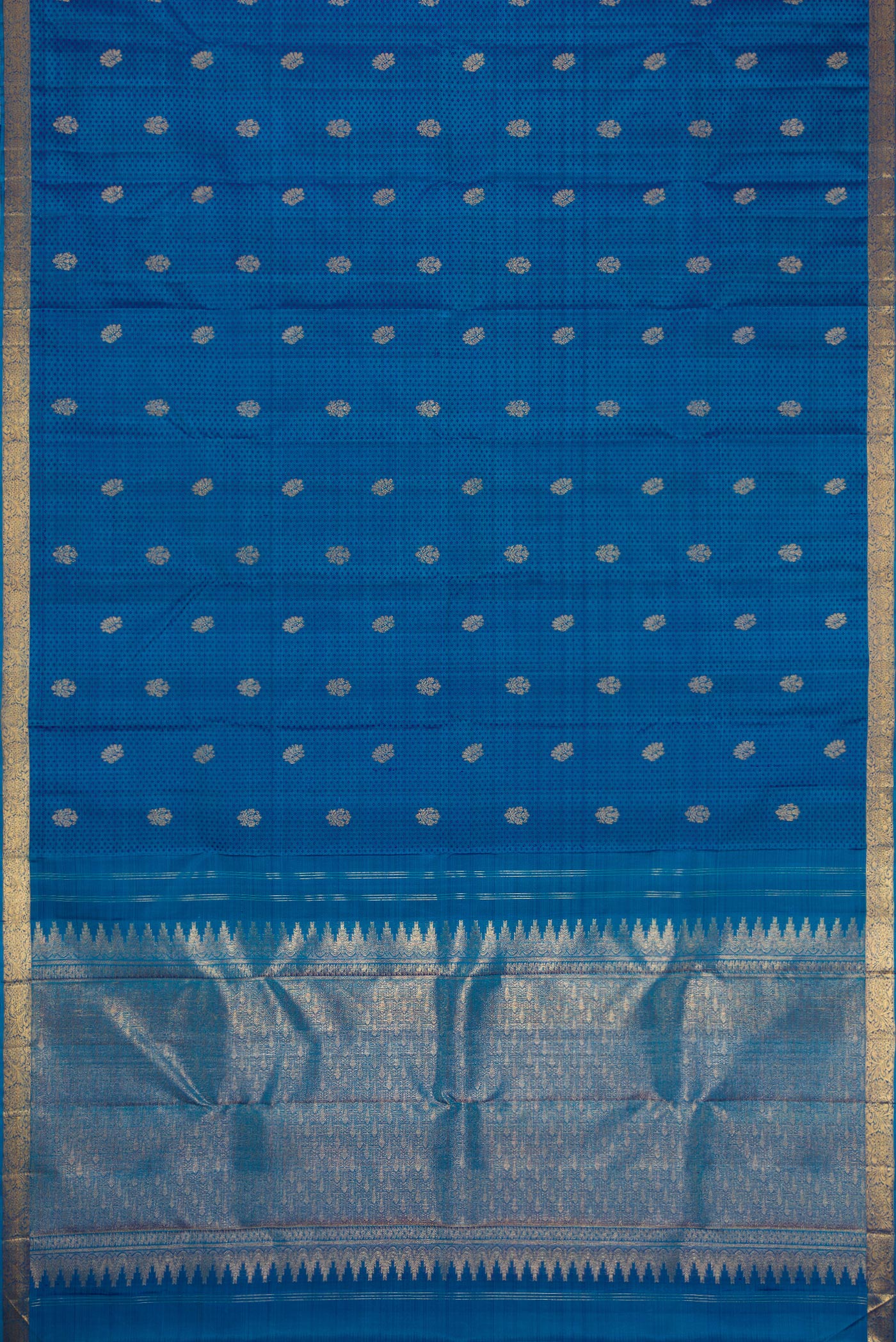 Peacock Blue Kanjivaram Silk Saree - Image 6