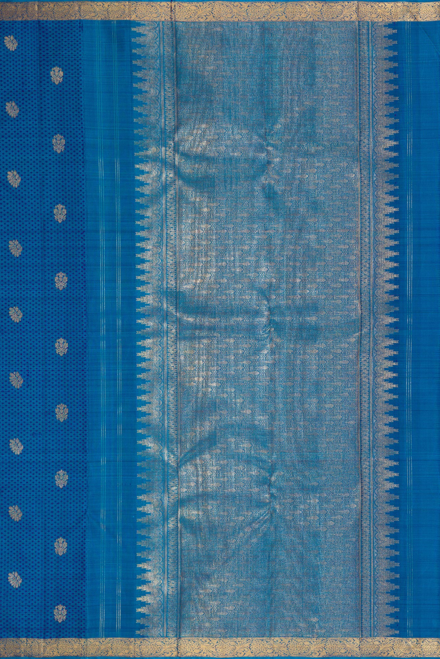 Peacock Blue Kanjivaram Silk Saree - Image 7
