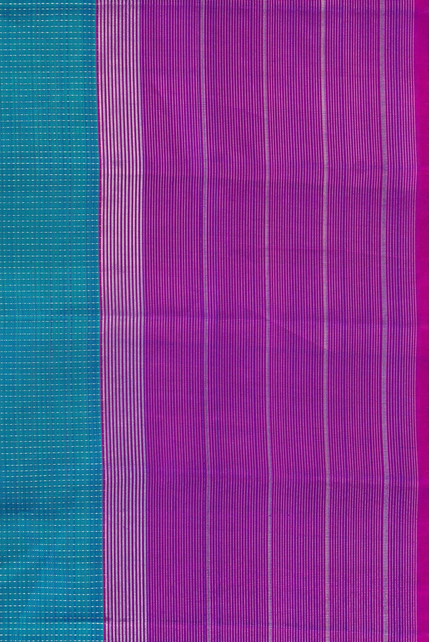 Peacock Blue Kanjivaram Silk Saree - Image 3
