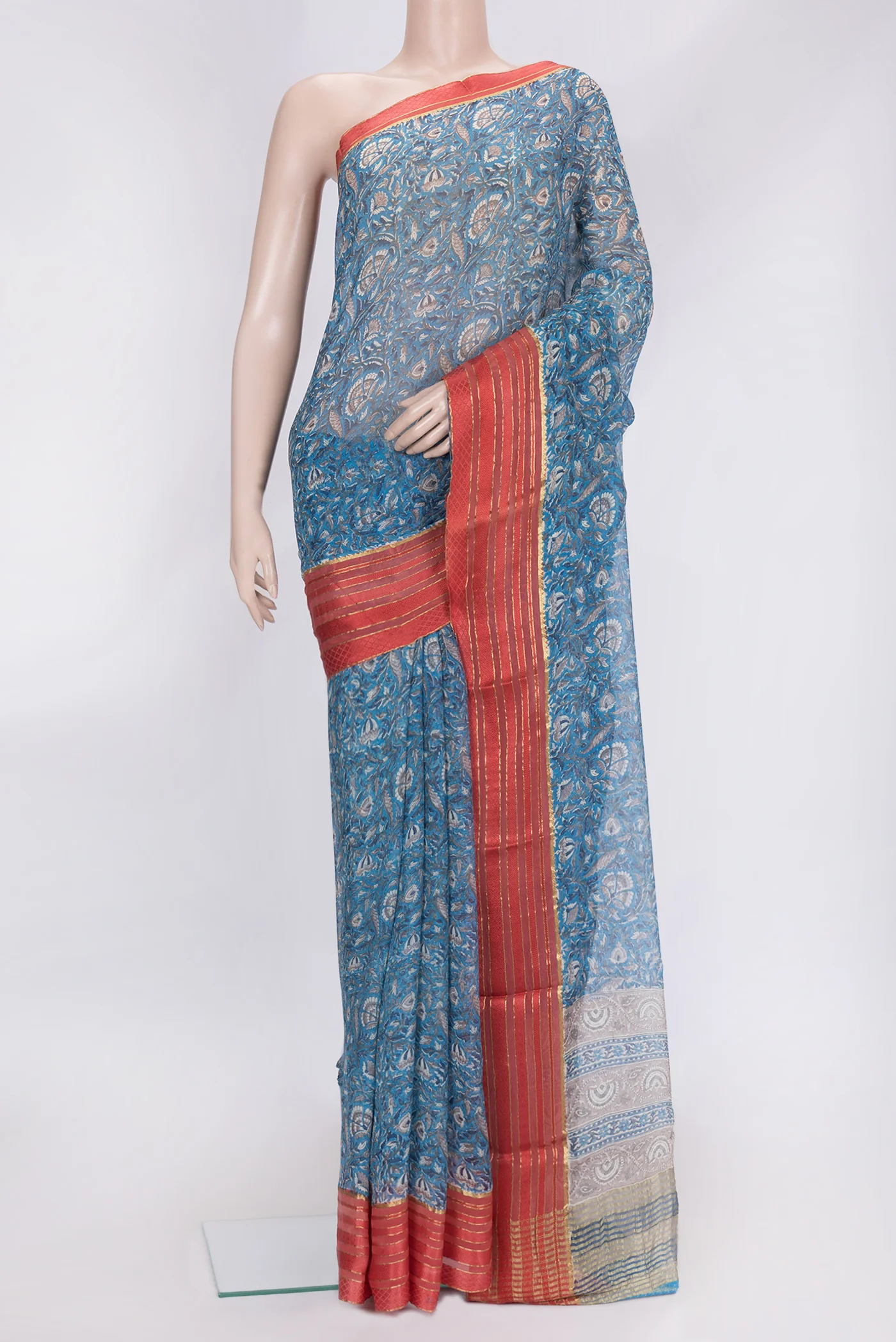 Blue Mysore Chiffon Saree