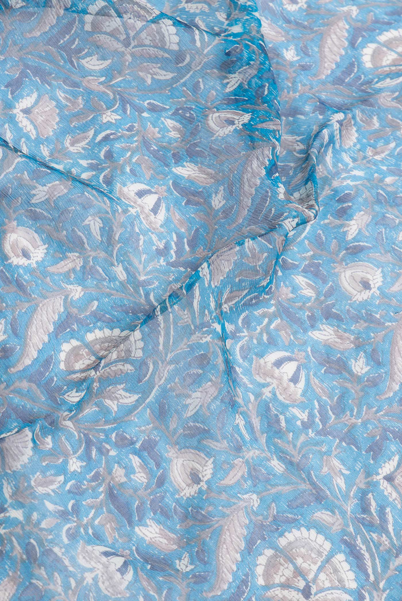 Blue Mysore Chiffon Saree - Image 2