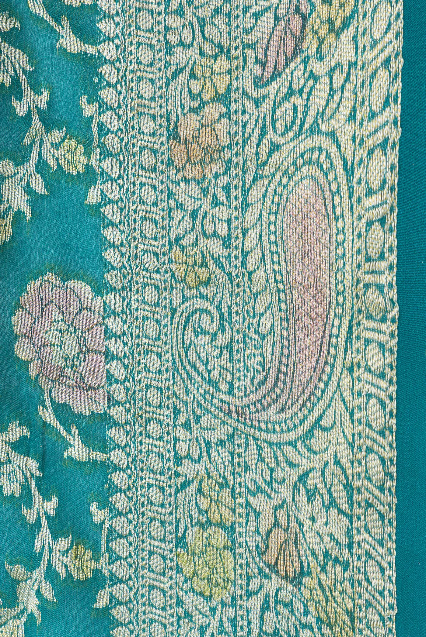 Teal Banarasi Georgette Saree - Image 3