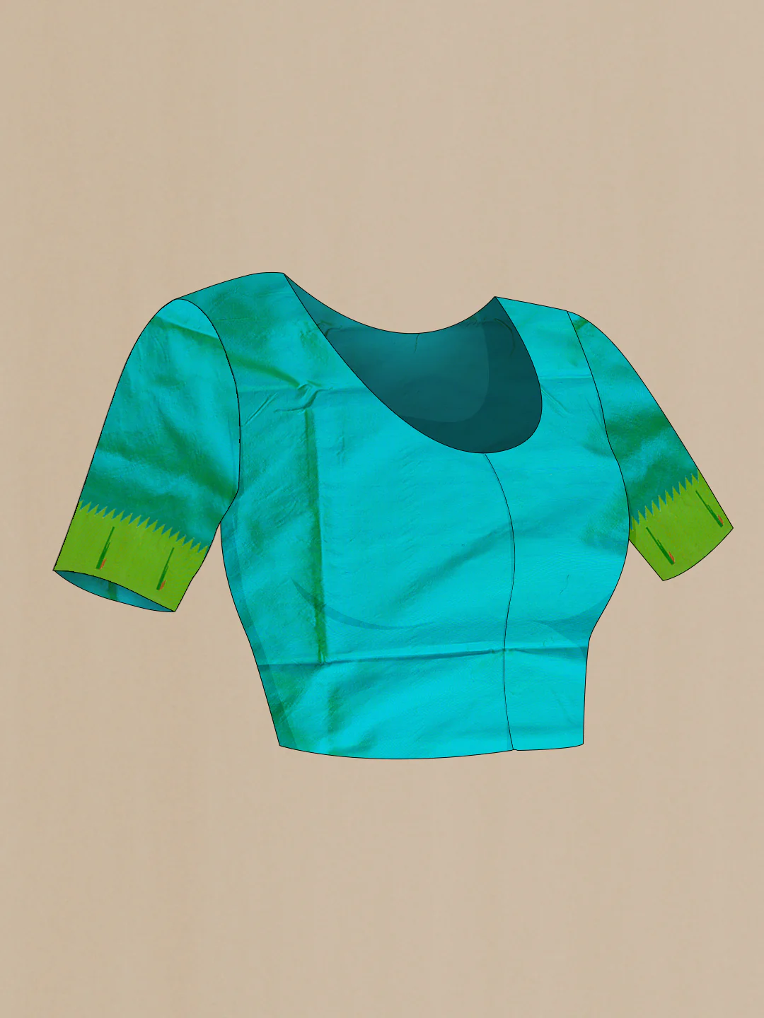 Pure Silk Pure Zari Blue with Green Color Paithani Saree - Image 5