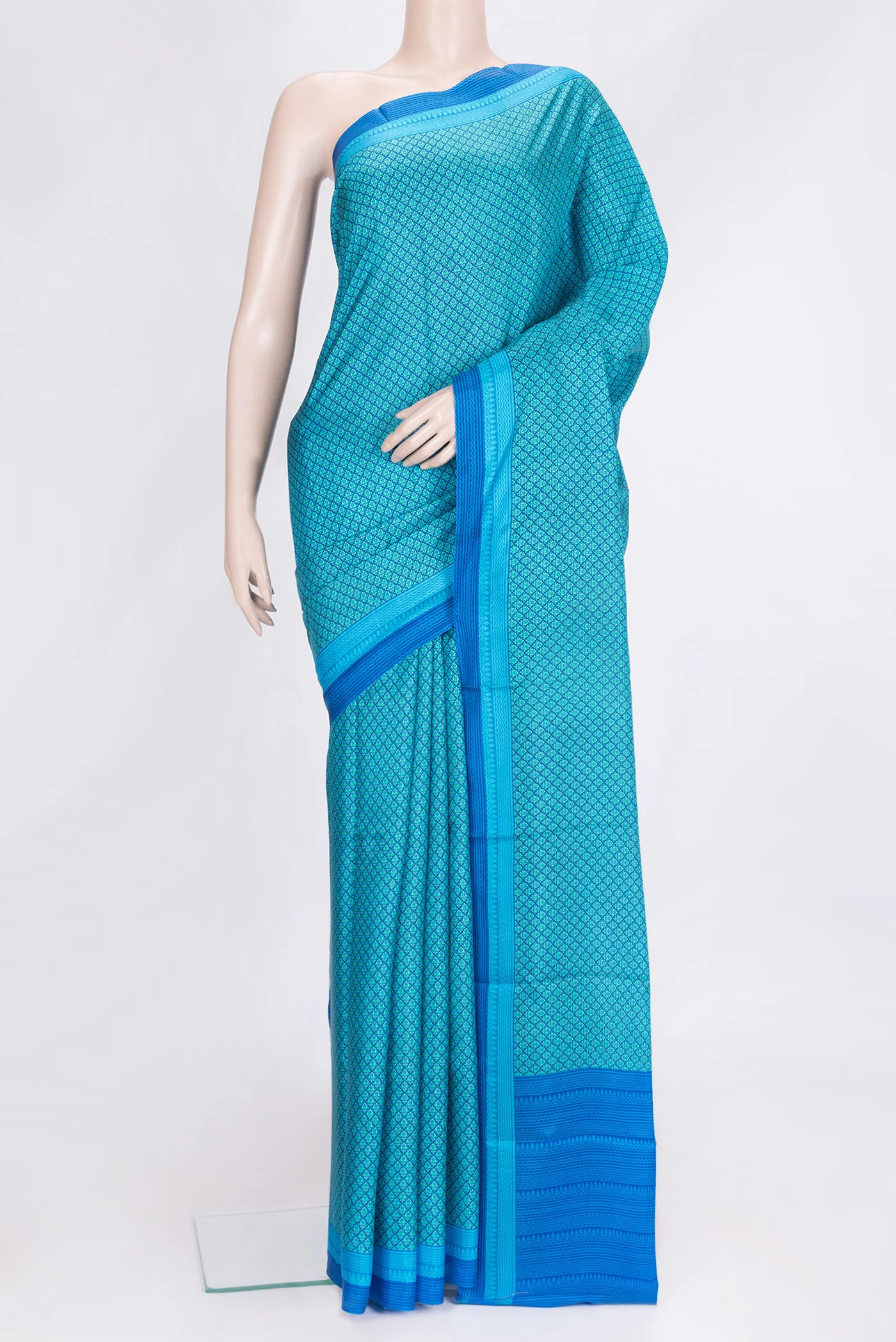 Blue Printed Silk Saree