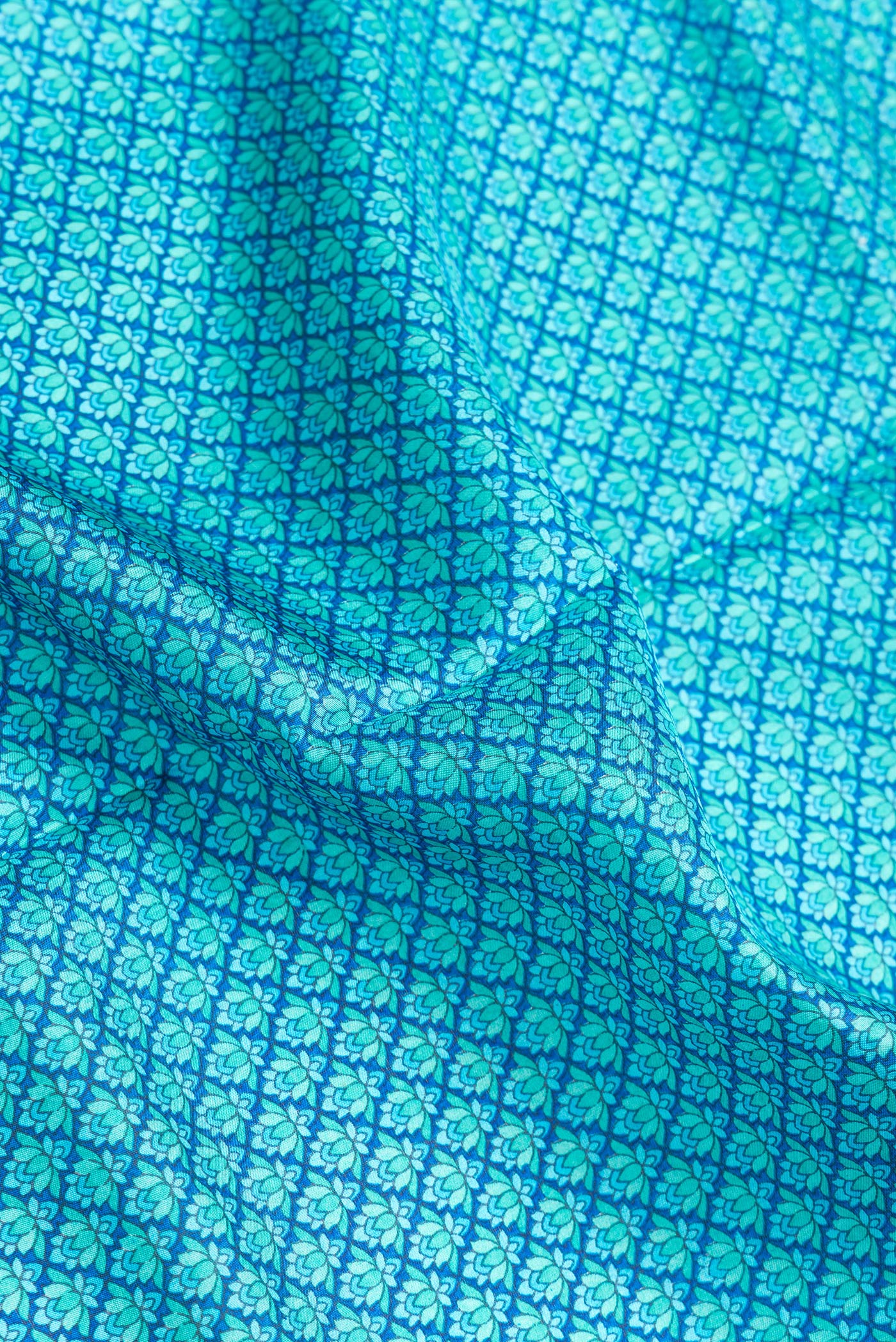 Blue Printed Silk Saree - Image 2