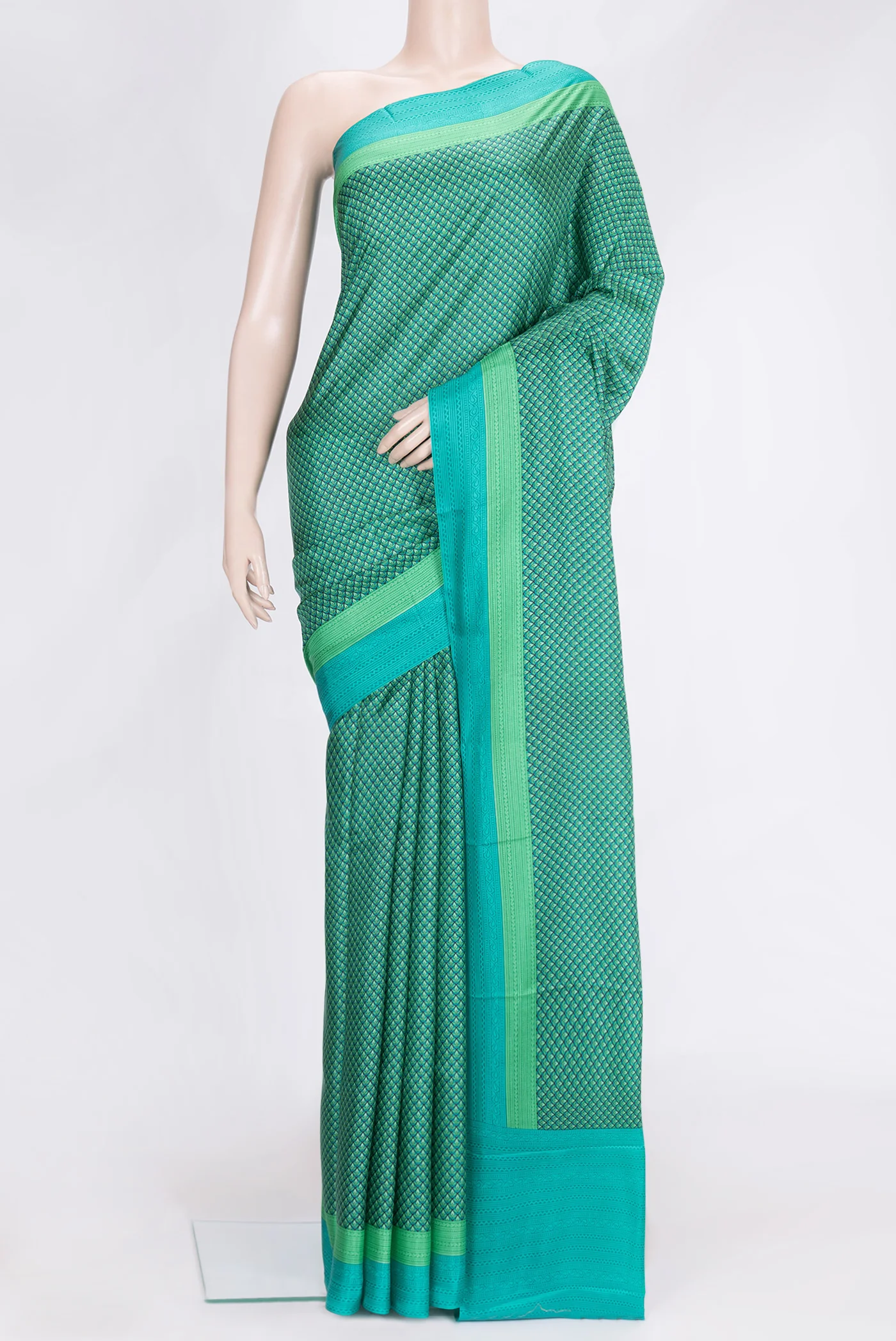 Green Printed Silk Saree