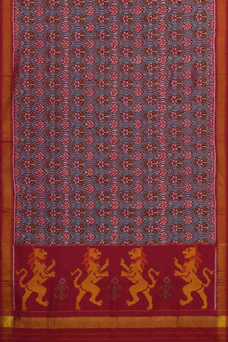 Peacock Blue Dual Tone Rajkot Patola Silk Saree - Image 3