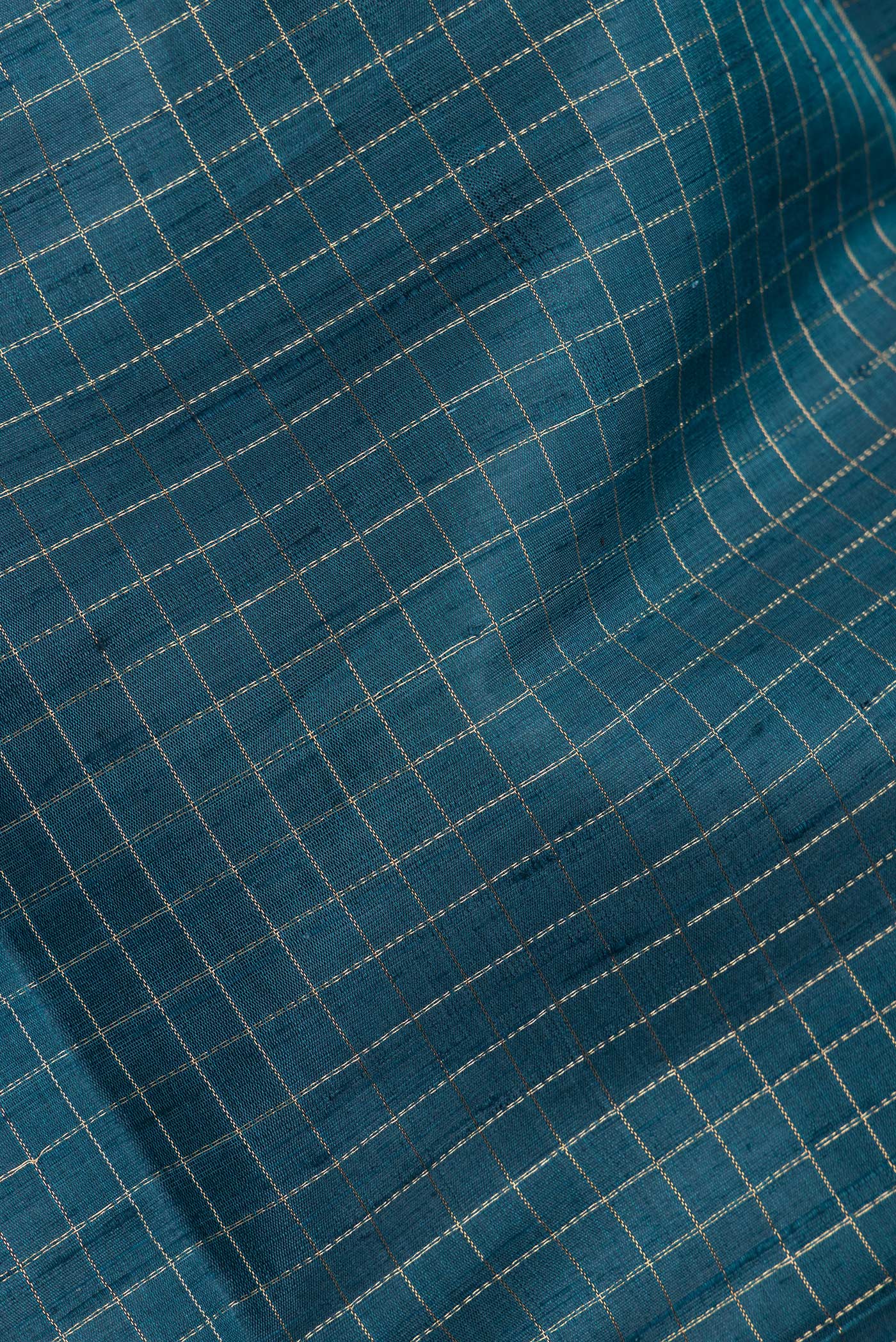Peacock Blue Raw Silk Saree - Image 2