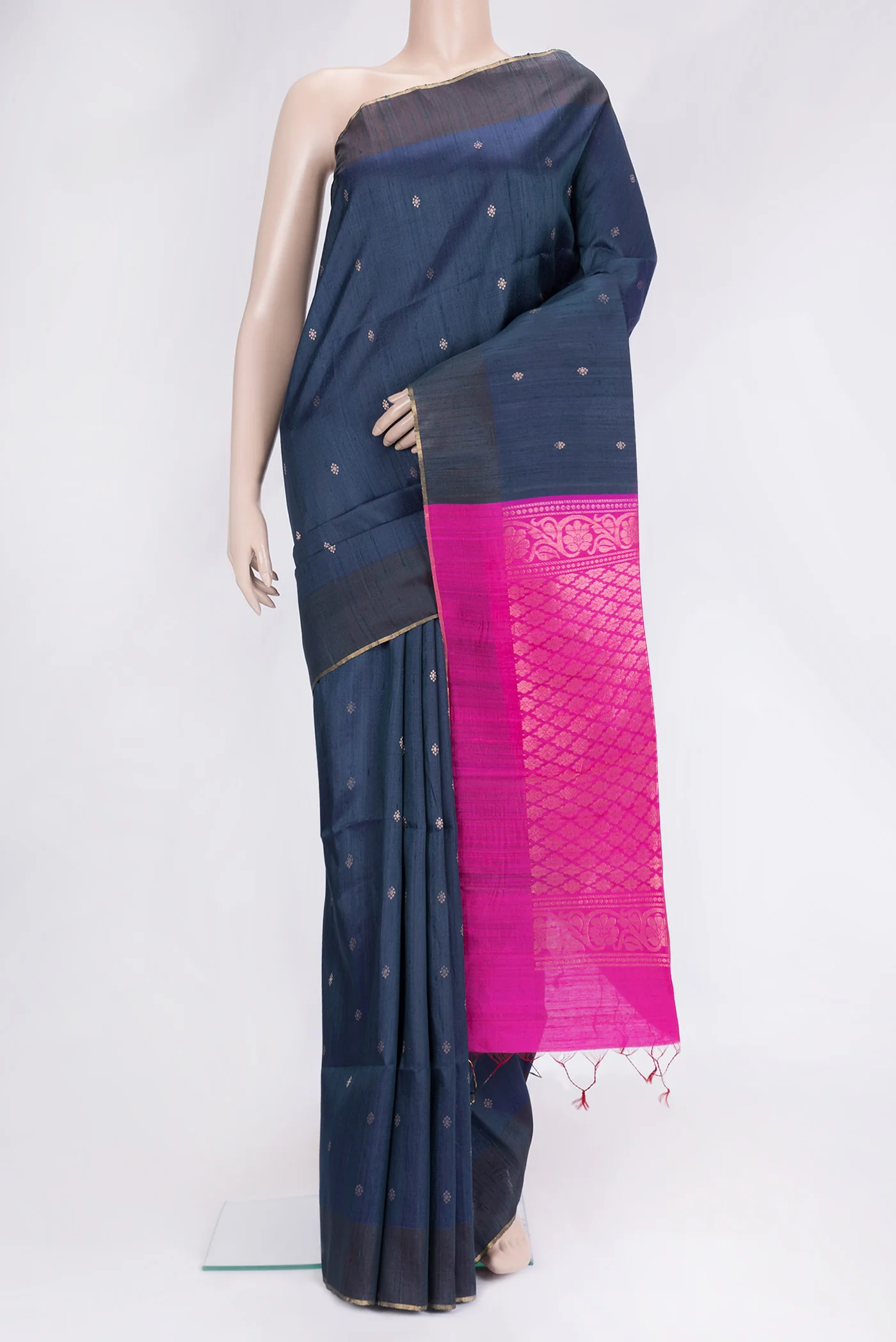 Dark Blue Raw Silk Saree