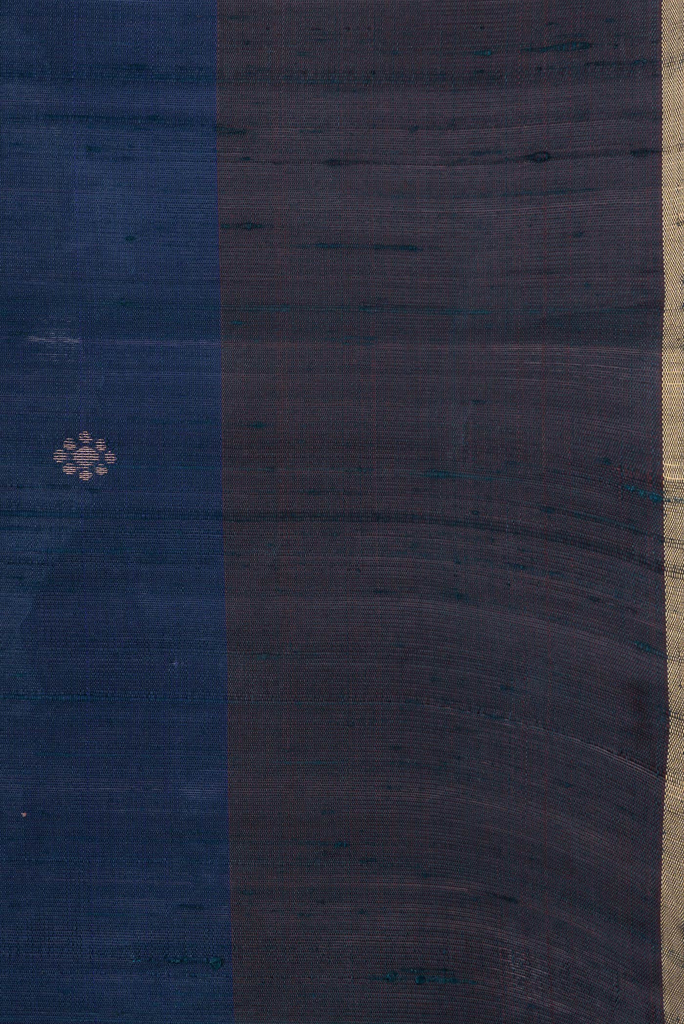 Dark Blue Raw Silk Saree - Image 3
