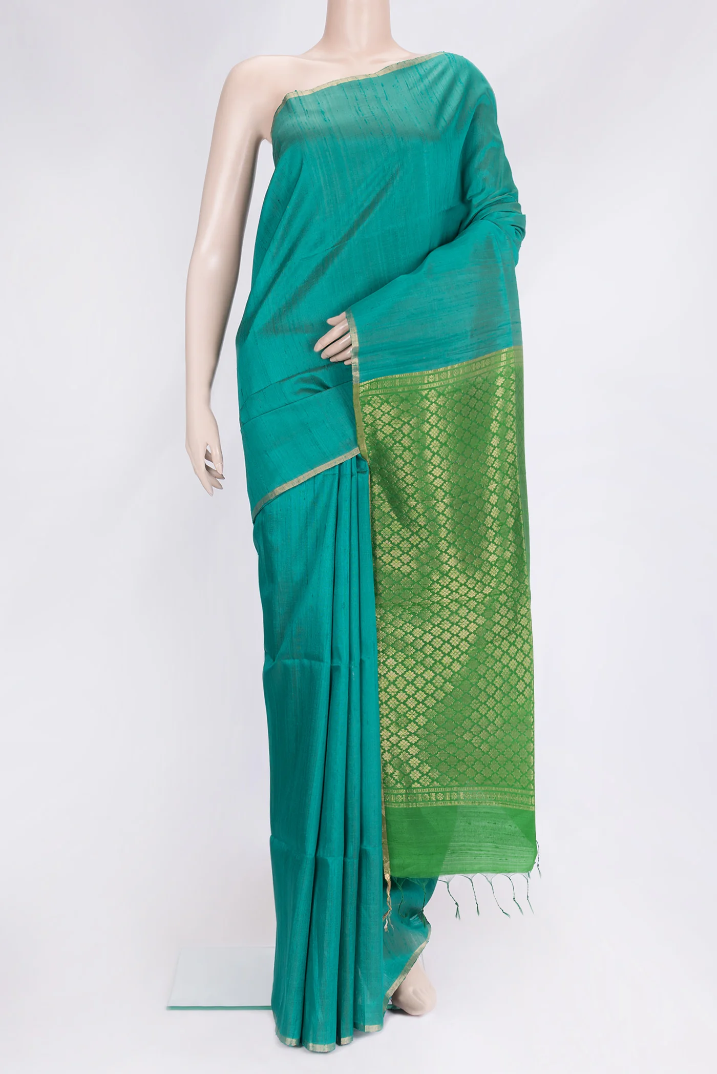 Teal Raw Silk Saree