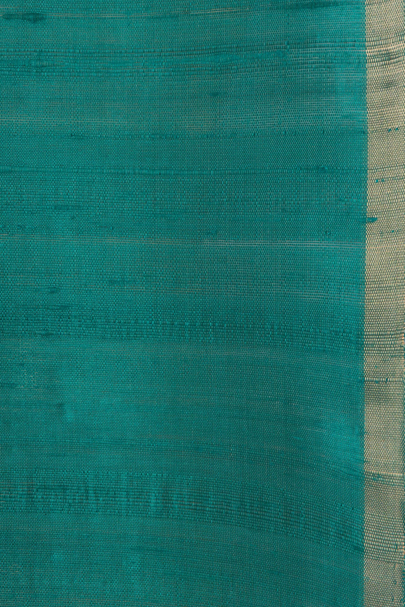 Teal Raw Silk Saree - Image 3