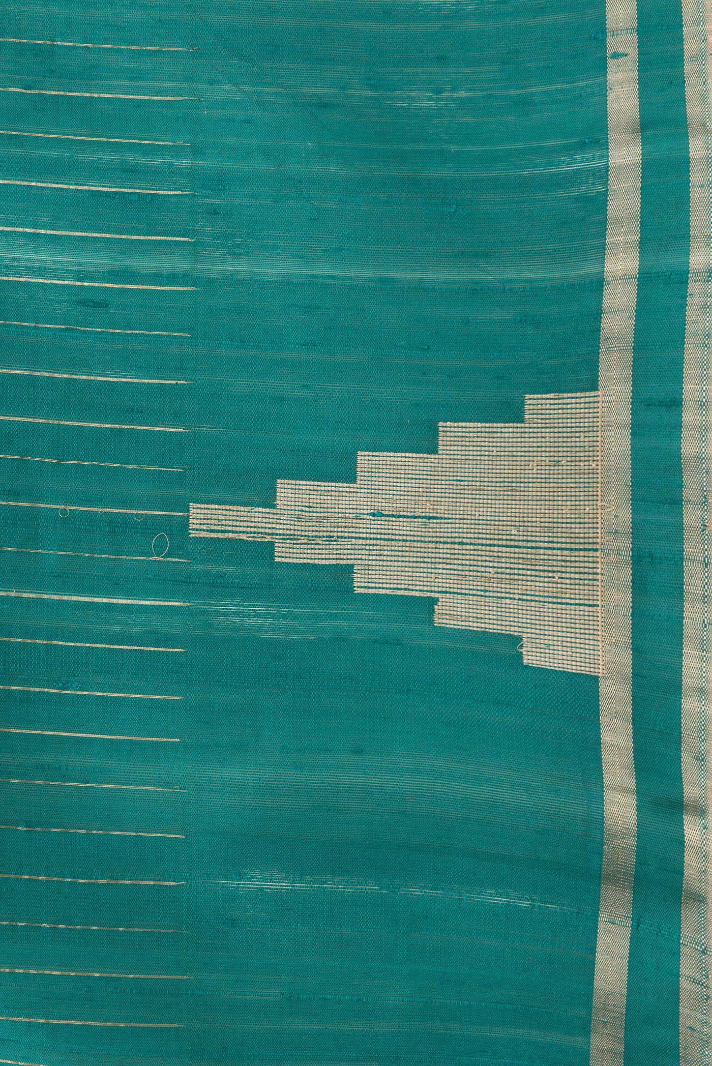 Teal Raw Silk Saree - Image 3