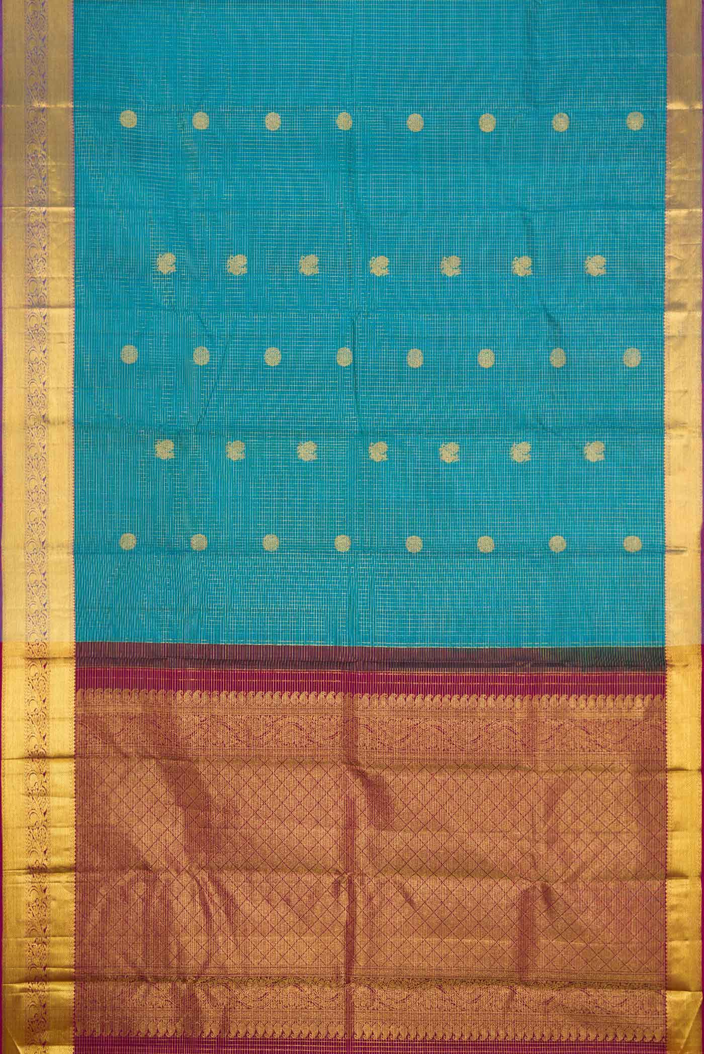 Peacock Blue Dual Tone Soft Silk Saree - Image 6