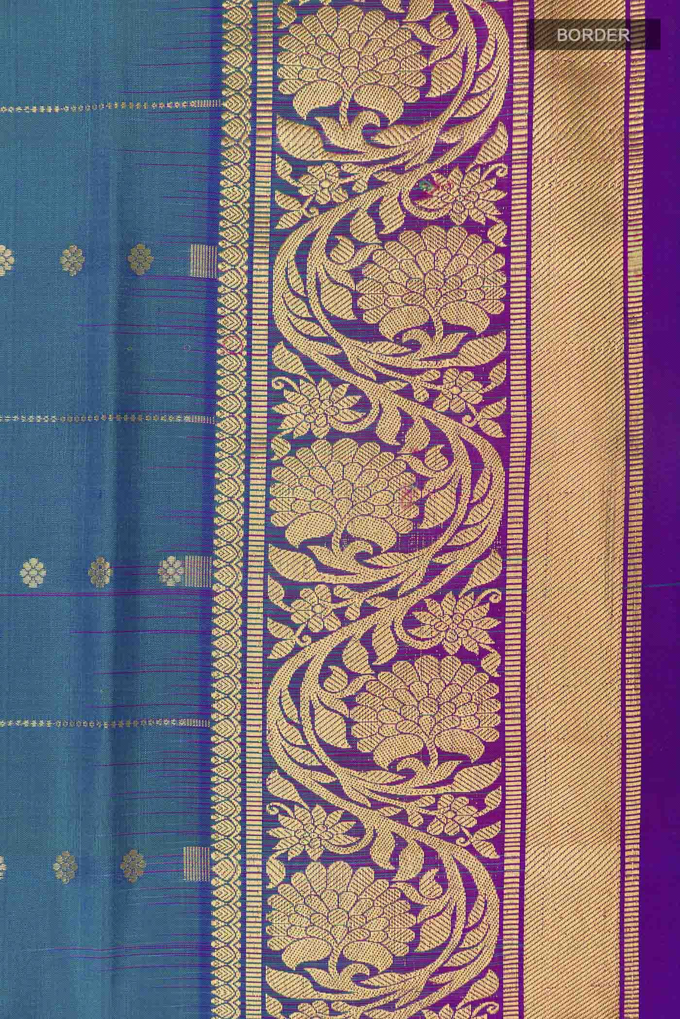 Peacock Blue Dual Tone Soft Silk Saree - Image 3