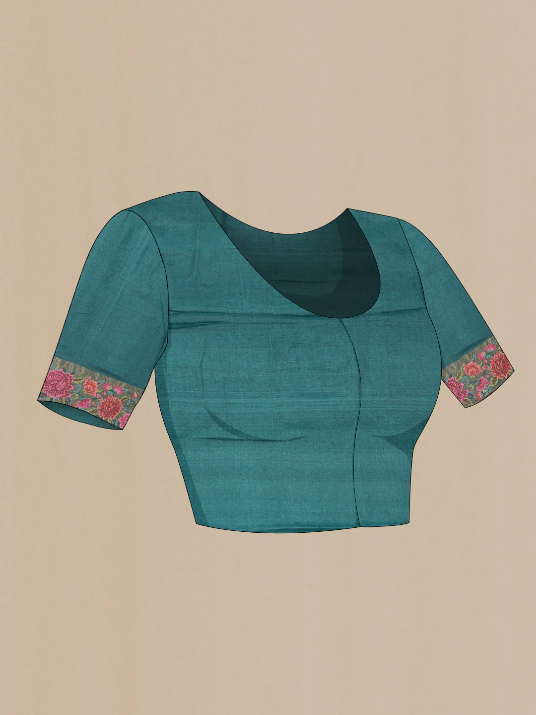 Peacock Blue Dual Tone Tussar Saree - Image 5
