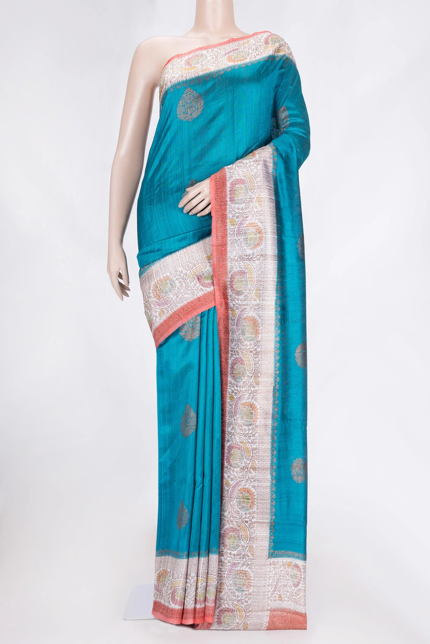 Blue Banarasi Tussar Silk Saree