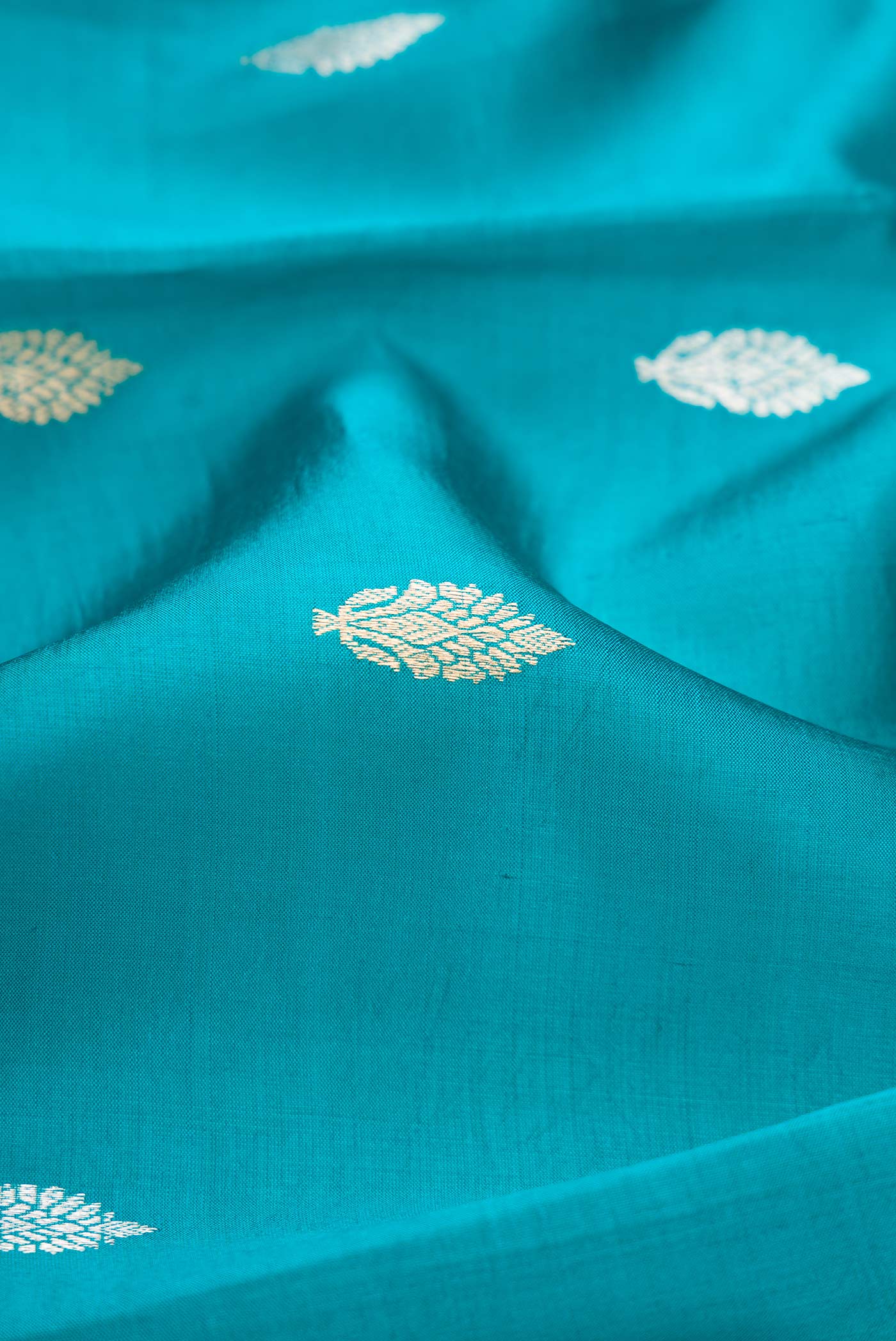 Blue Banarasi Katan Silk Saree - Image 2