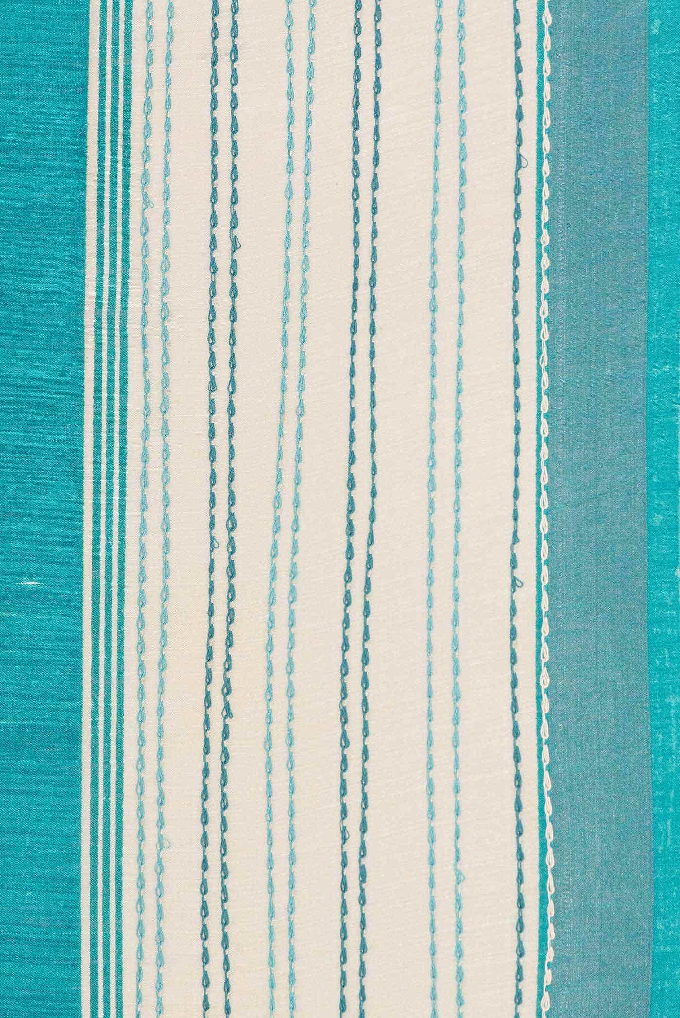 Peacock Blue Dual Tone Tussar Silk Saree - Image 3