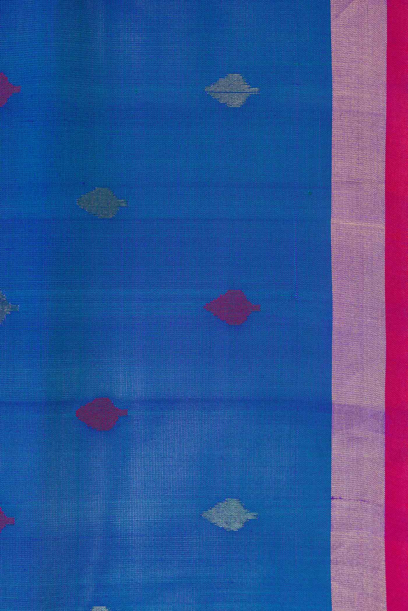 Peacock Blue Dual Tone Uppada Silk Saree - Image 4