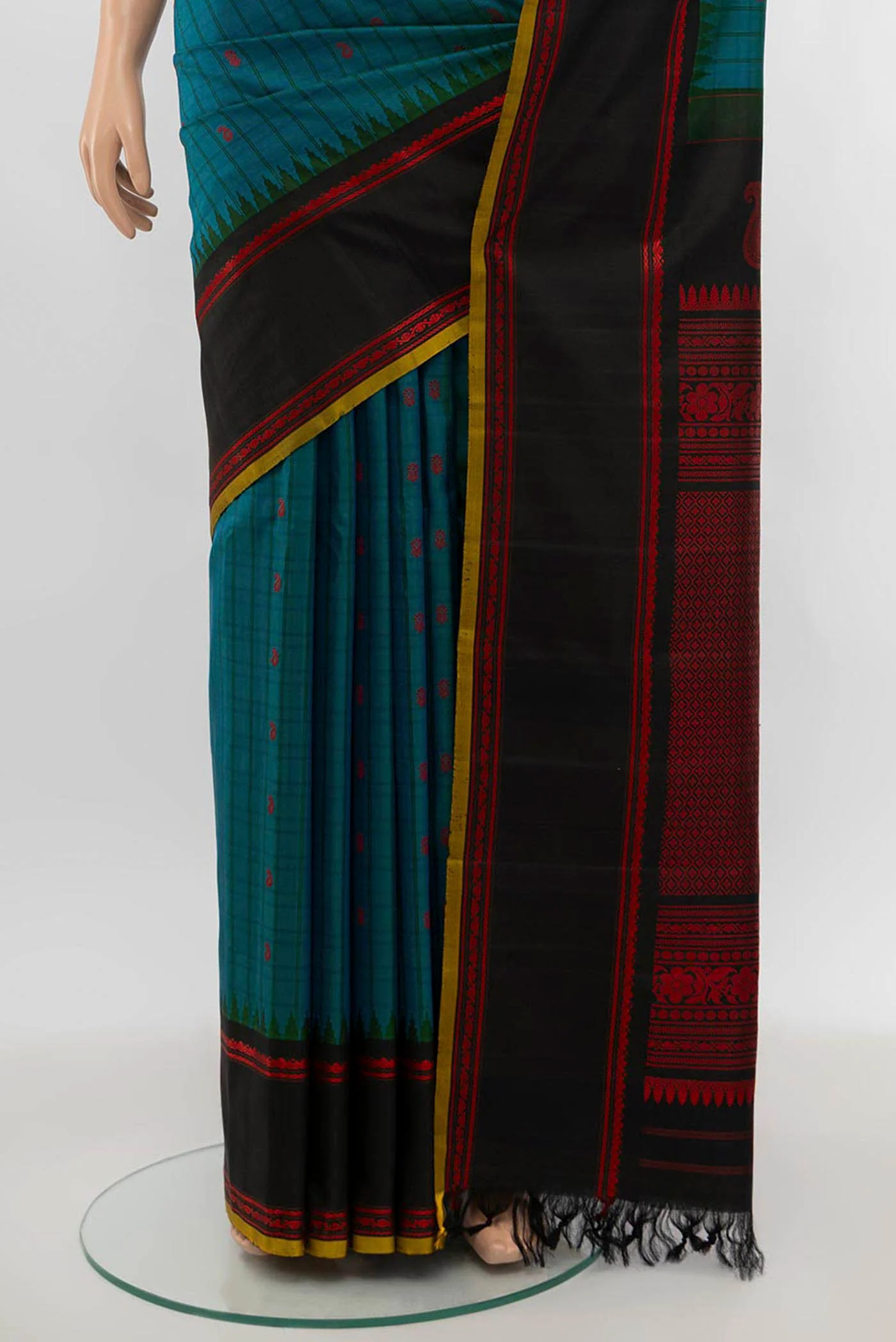 Blue Gadwal Silk Saree - Image 3
