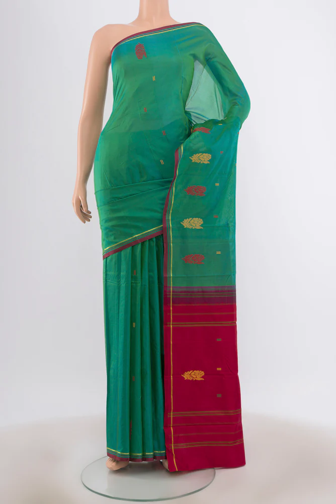 Green with Blue Color Kanchipuram Silk Saree