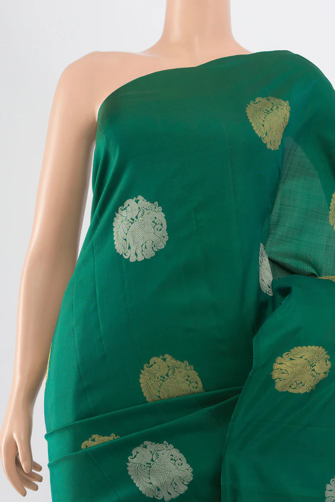 Green Kanchipuram Silk Saree - Image 2