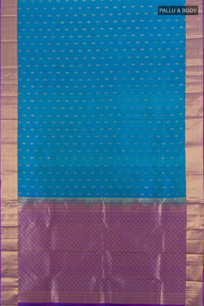 Blue Kanchipuram Silk Saree - Image 5